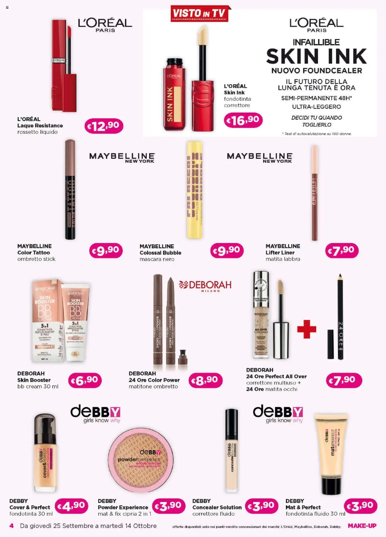 Volantino Acqua e Sapone del 25.09.2025 | Pagina: 4 | Prodotti: Ombretto, Rossetto, Cipria, BB cream