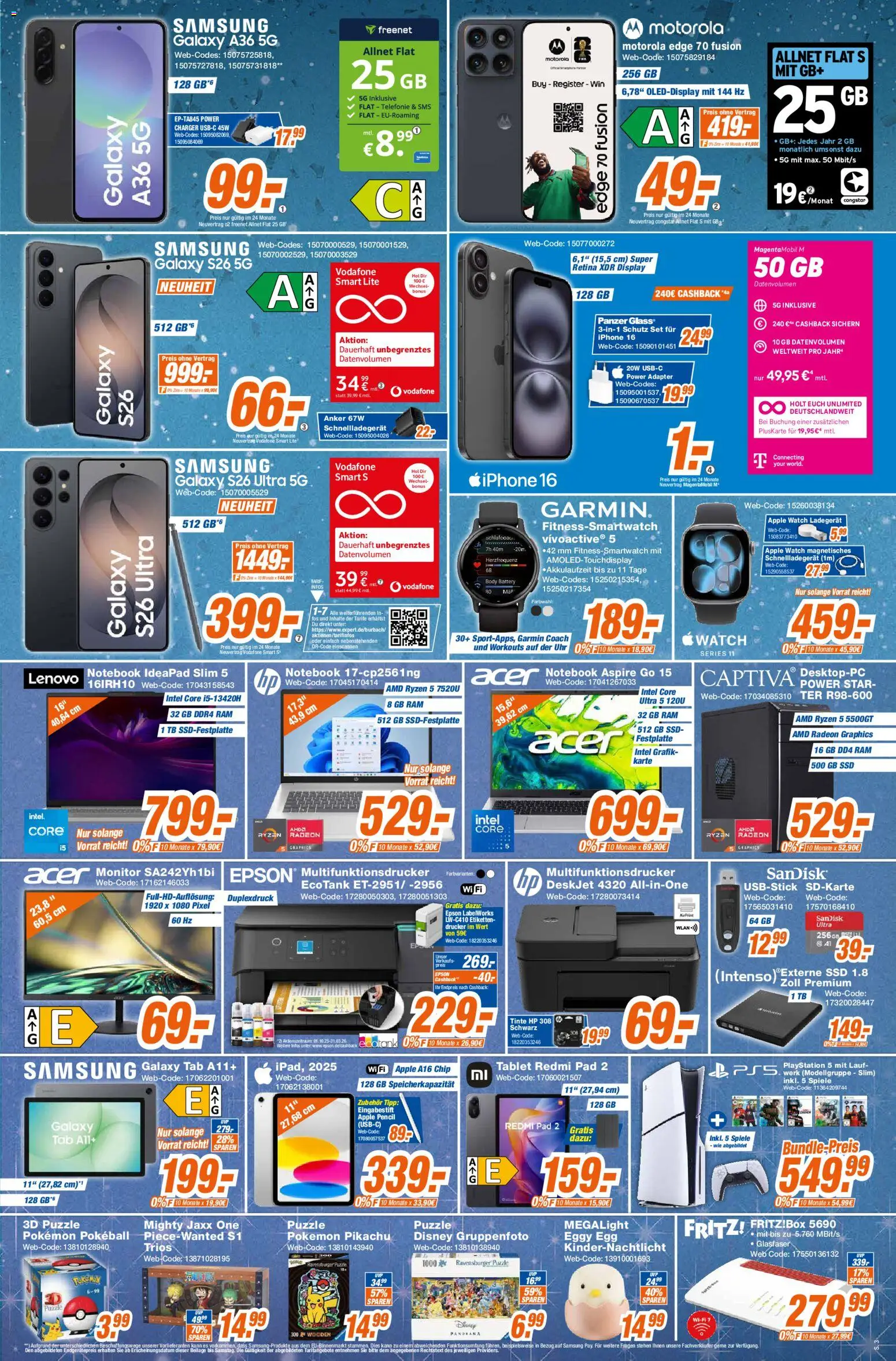 Expert Giessen – gültig ab 30.03.2026 | Seite: 3 | Produkte: Apple watch, Lenovo, Epson, Ladegerät