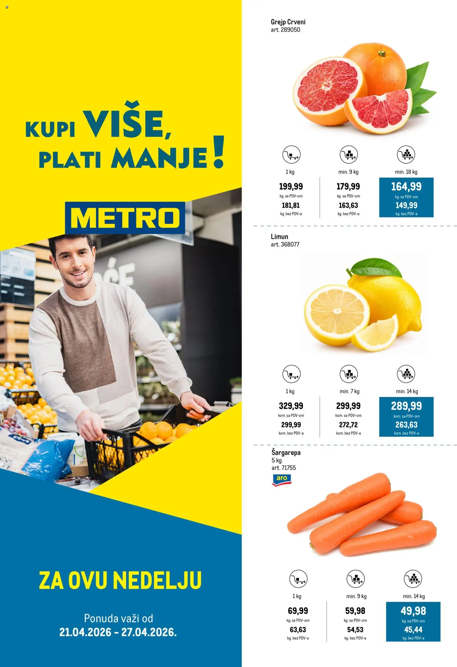 Metro katalog - važi od 21.04.2026 | Strana: 1 | Proizvode: Šargarepa, Limun
