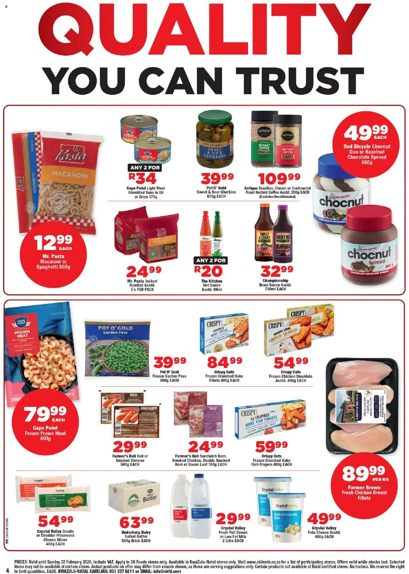 New OK Foods catalogue – valid from 11.02.2026 | Page: 4 | Products: Tuna, Pasta, Estuche organizador de viaje, Bacon