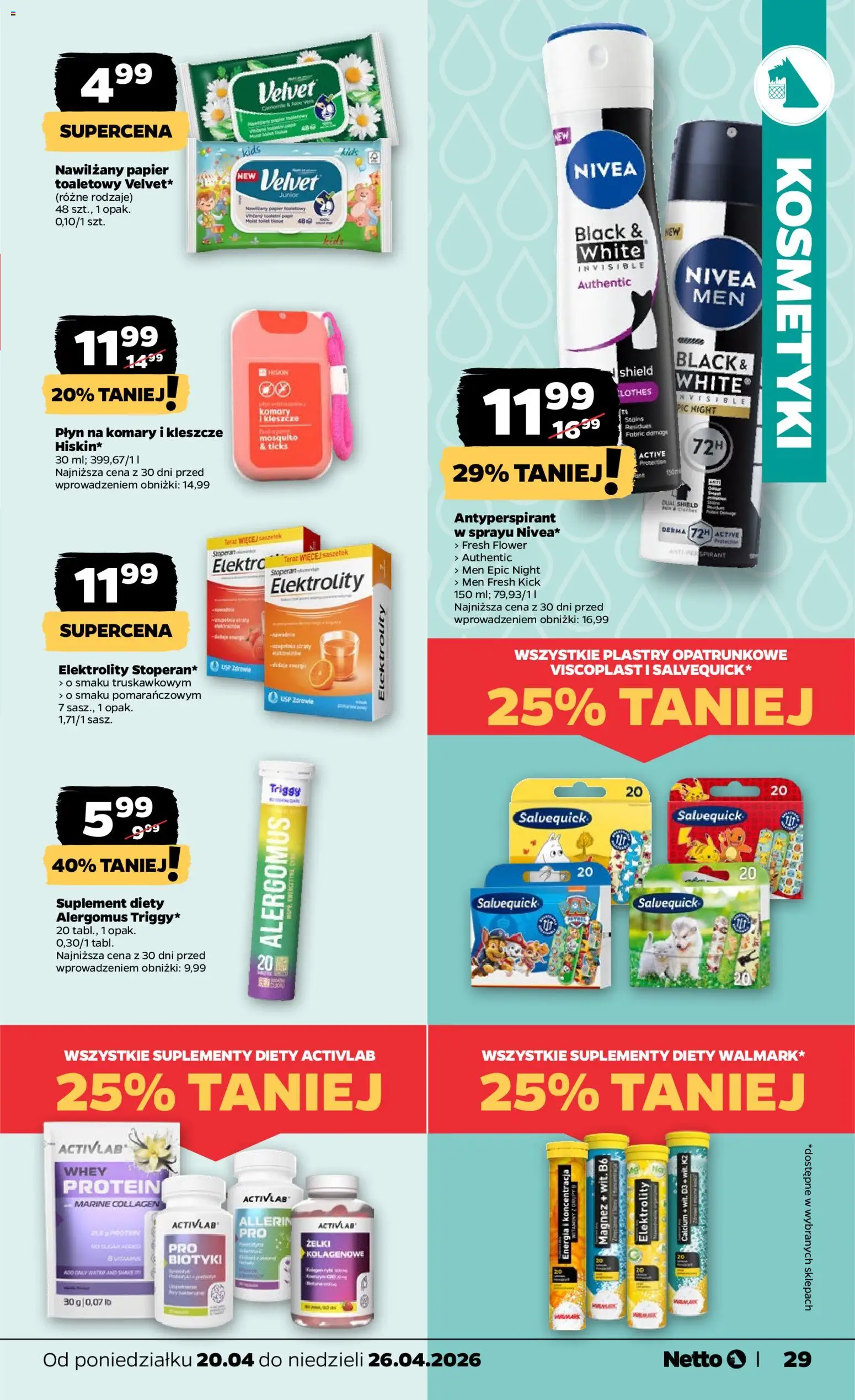 Netto gazetka od poniedziałku spożywcza od 20.04.2026 | Strona: 29 | Produkty: Papier toaletowy, Kosmetyki, Żelki, Antyperspirant