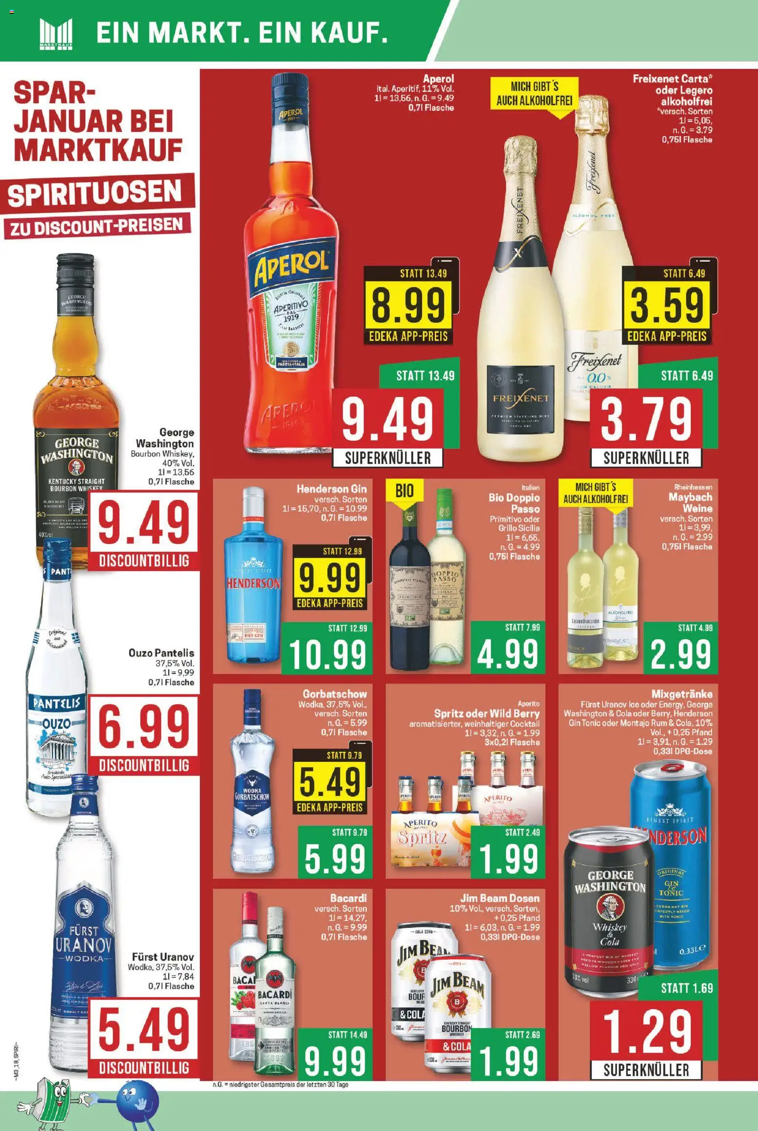 Marktkauf Prospekt 	 – gültig ab 12.01.2026 | Seite: 18 | Produkte: Jim beam, Rum, Wodka gorbatschow, Bourbon
