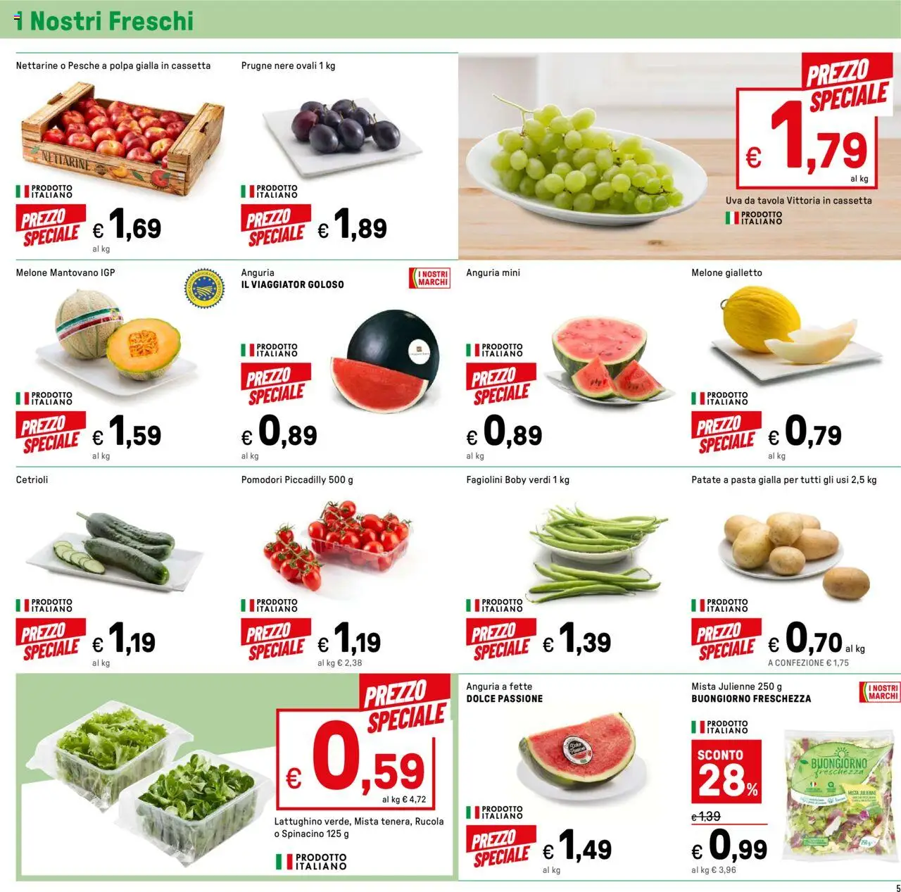 Volantino Iper del 01.08.2025 | Pagina: 5 | Prodotti: Rucola, Patate, Anguria, Fagiolini
