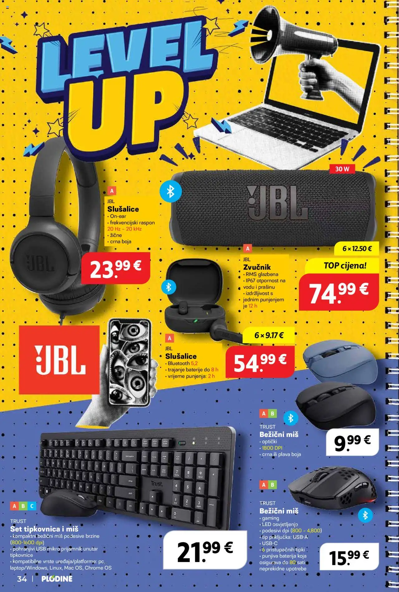 Plodine katalog | vrijedi od 13.08.2025 | Stranica: 36 | Proizvodi: Baterija, Slušalice, Zvučnik, USB