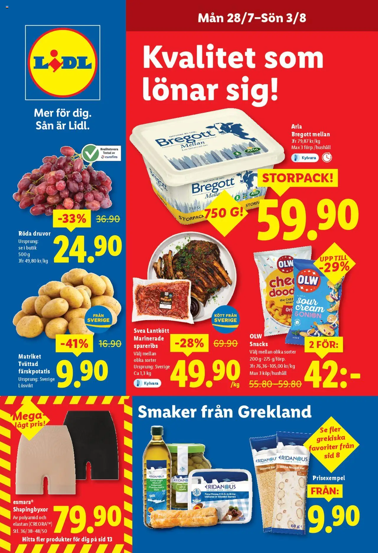 Lidl reklamblad aktuell från 28.07.2025 | Sida: 1 | Produkter: Färskpotatis, Bregott