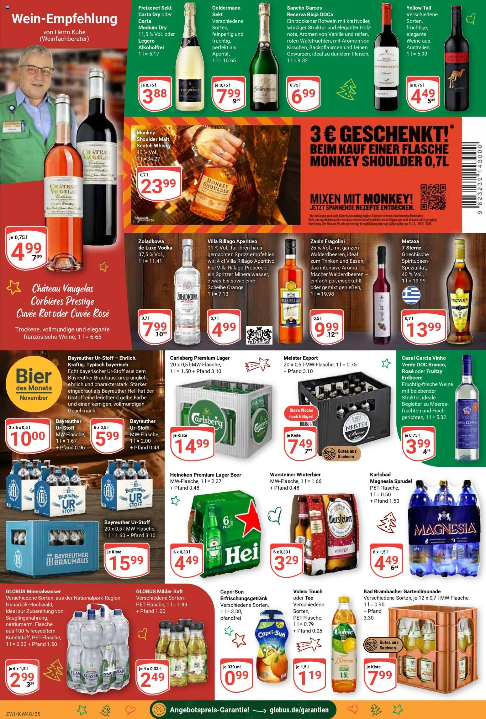 Globus prospekt Zwickau	 – gültig ab 24.11.2025 | Seite: 20 | Produkte: Bayreuther hell, Bier, Rotwein, Fisch