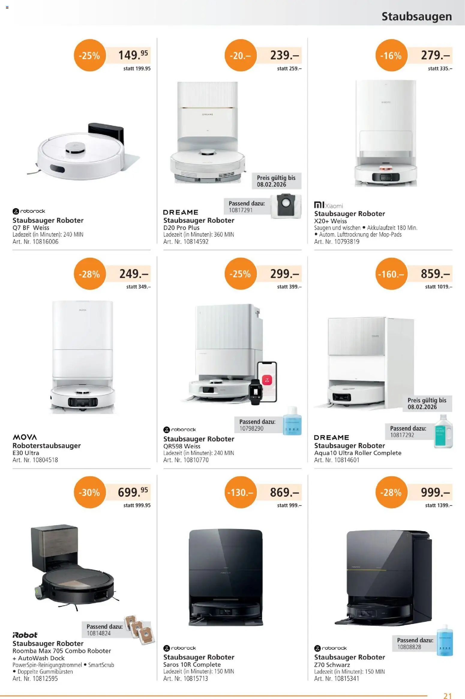 Fust Aktionen – gültig ab 26.01.2026 | Seite: 21 | Produkte: Roboter, Xiaomi, Staubsauger