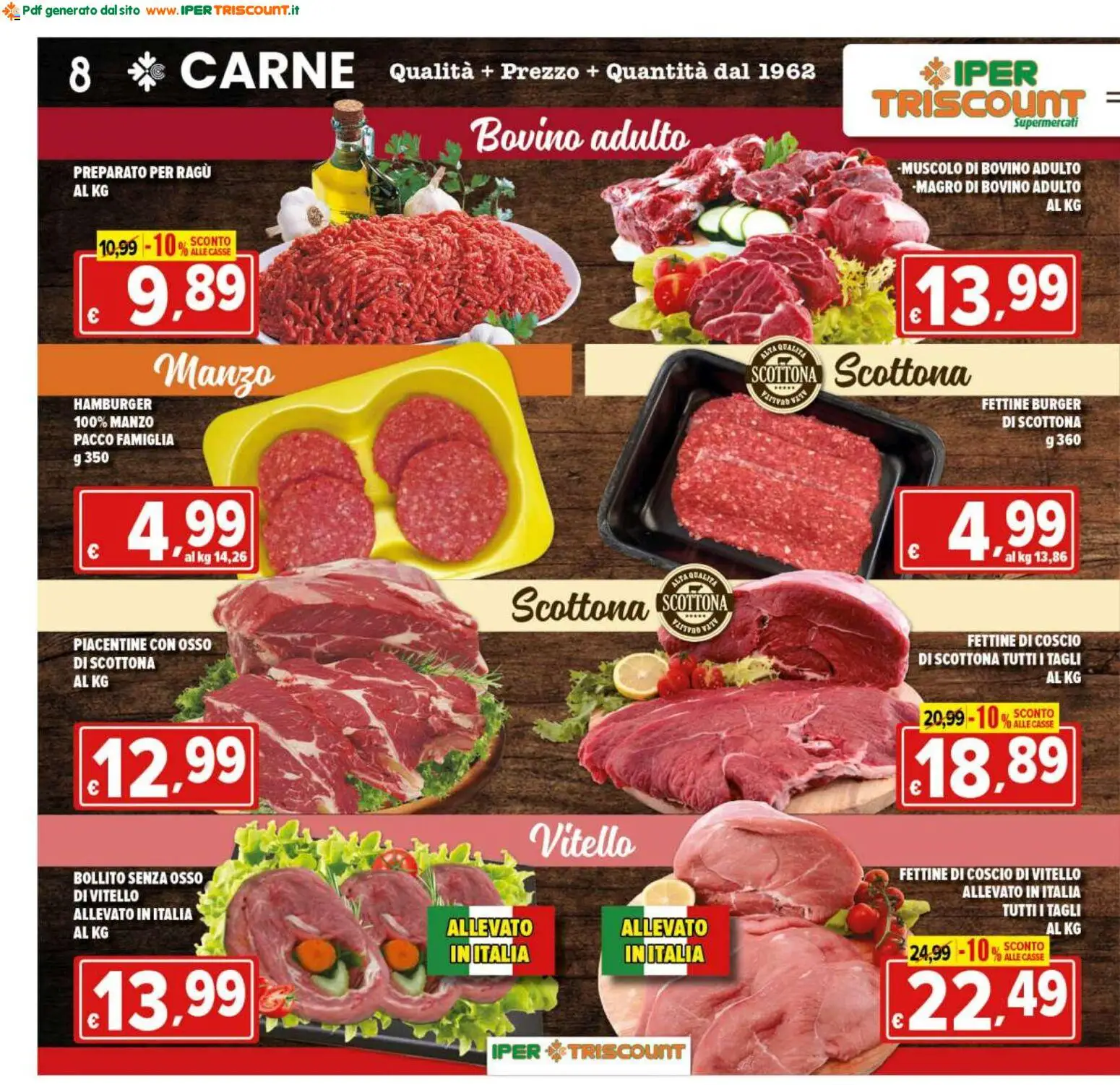 Volantino Ipertriscount del 16.01.2026 | Pagina: 8 | Prodotti: Bovino, Manzo, Ragú, Hamburger