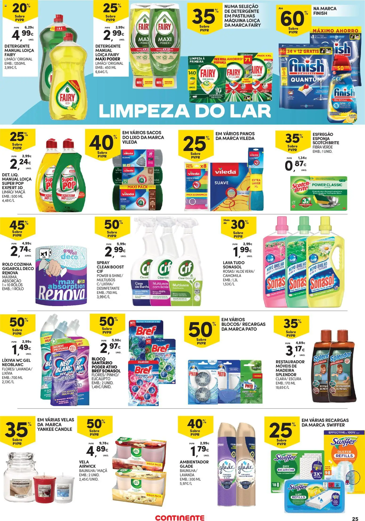 Continente - Açores │ válido de 19.03.2026 | Página: 25 | Produtos: Panos de limpeza, Detergente, Banho, Maça