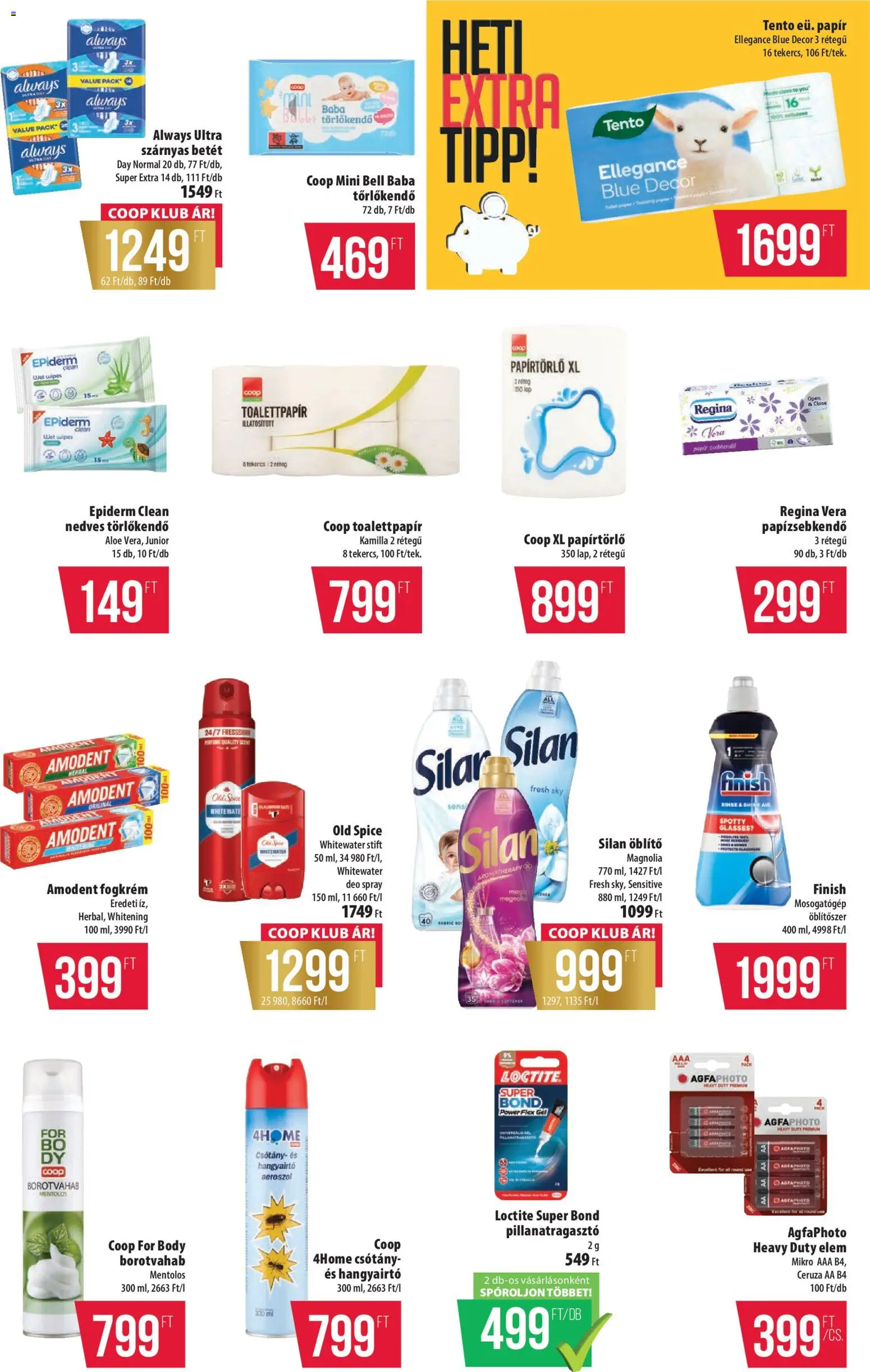 COOP akciós ujság - amely érvényes a következő dátumtól: 09.04.2026 | Oldal: 11 | Termékek: Mosogatógép, Nedves törlőkendő, Borotvahab, Öblítőszer