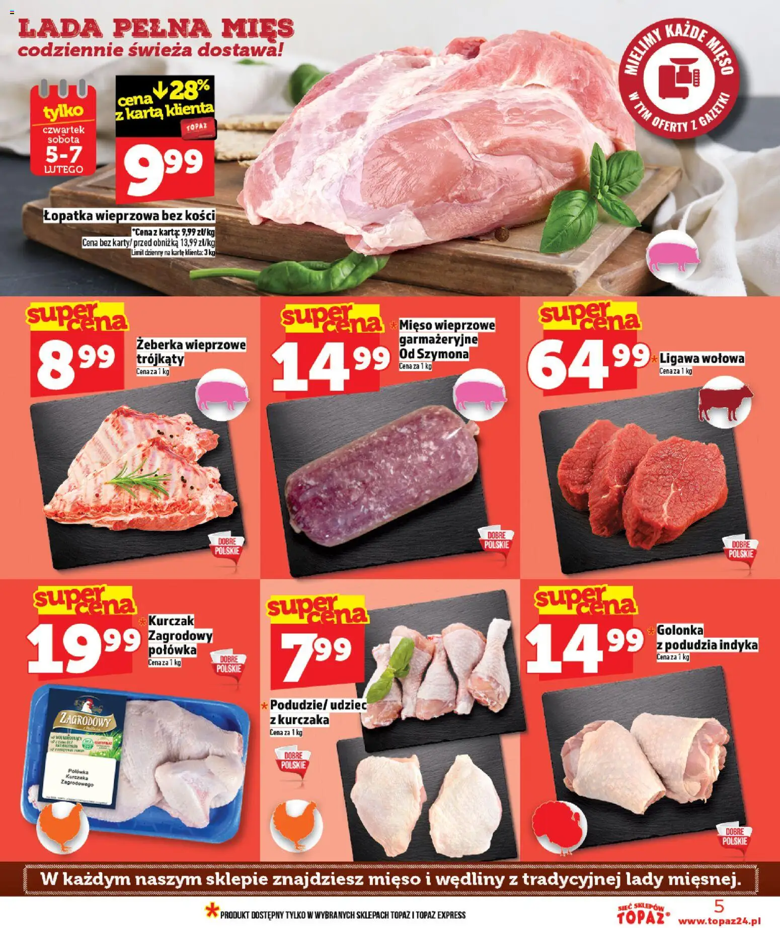 Topaz Gazetka - Ceny małe na stałe od 05.02.2026 | Strona: 5 | Produkty: Karta, Kurczak, Mięso, Kurczak zagrodowy