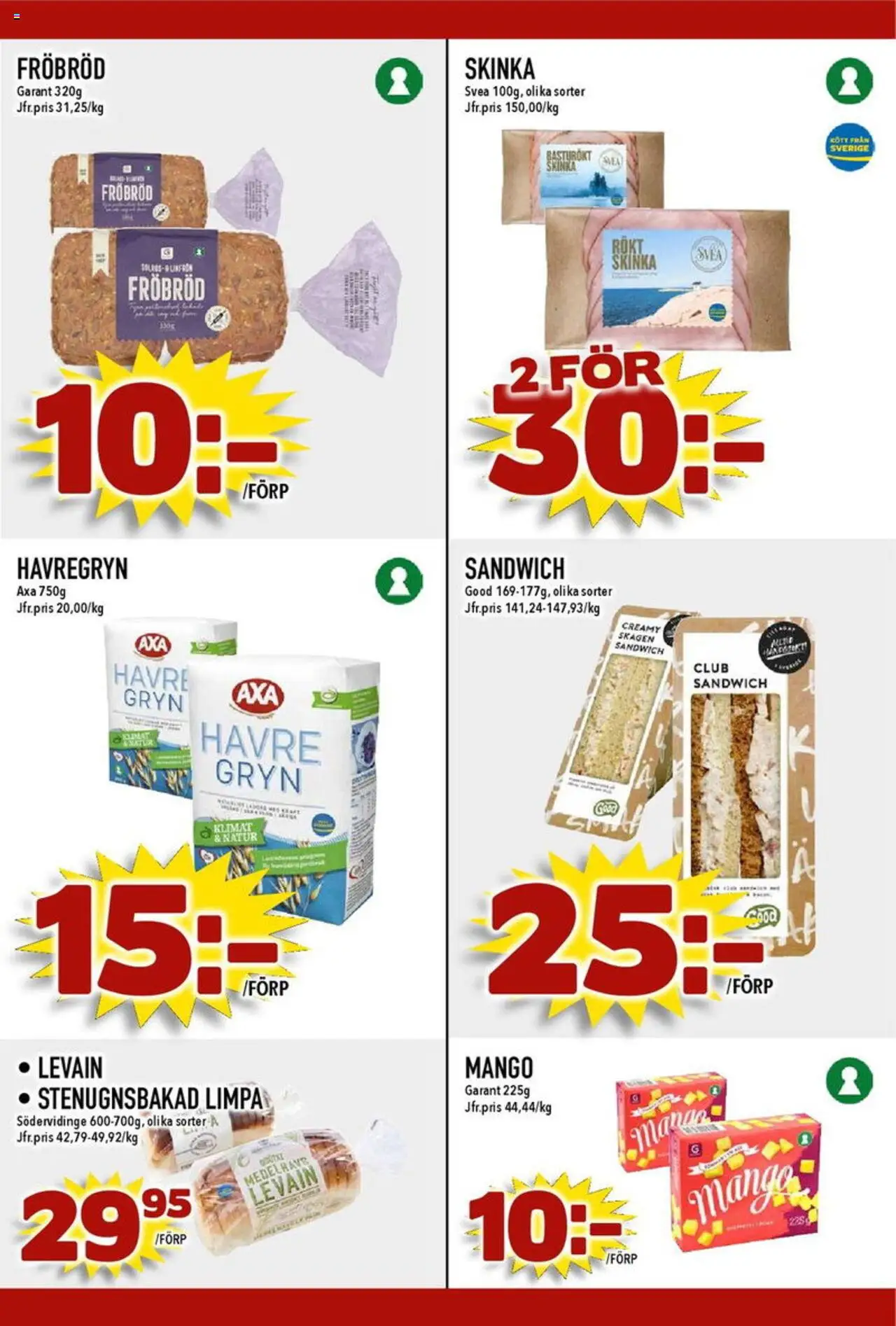 Matdax reklamblad aktuell från 11.08.2025 | Sida: 17 | Produkter: Sandwich, Havregryn, Skinka, Mango