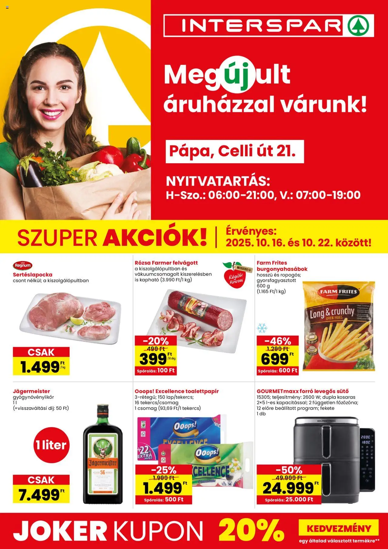 Interspar akciós ujság - amely érvényes a következő dátumtól: 16.10.2025 | Oldal: 1 | Termékek: Jägermeister, Farmer, Sütő, Felvágott