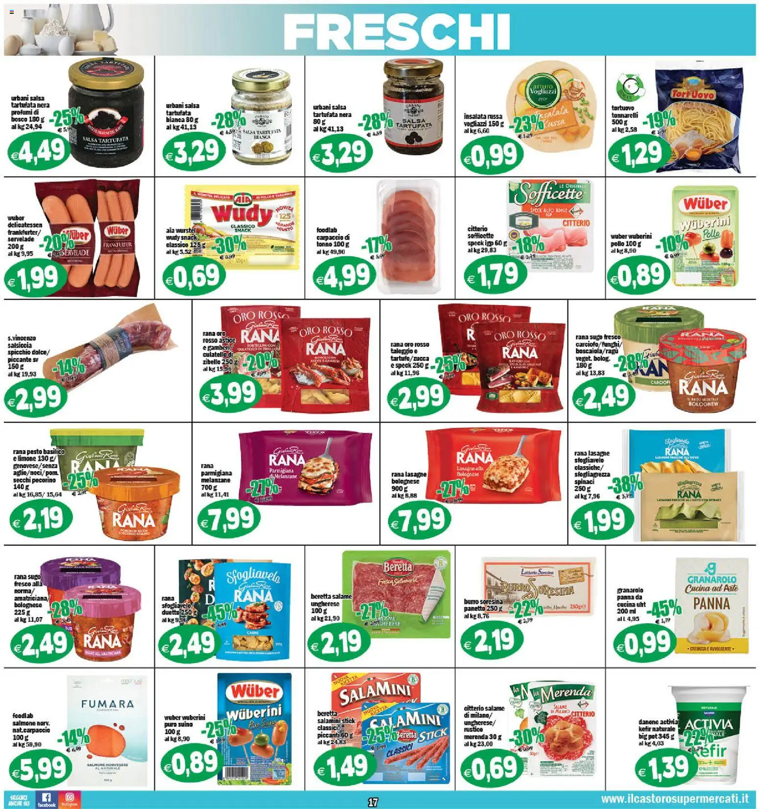 Volantino Il Castoro del 27.03.2026 | Pagina: 17 | Prodotti: Burro, Wurstel, Basilico, Melanzane