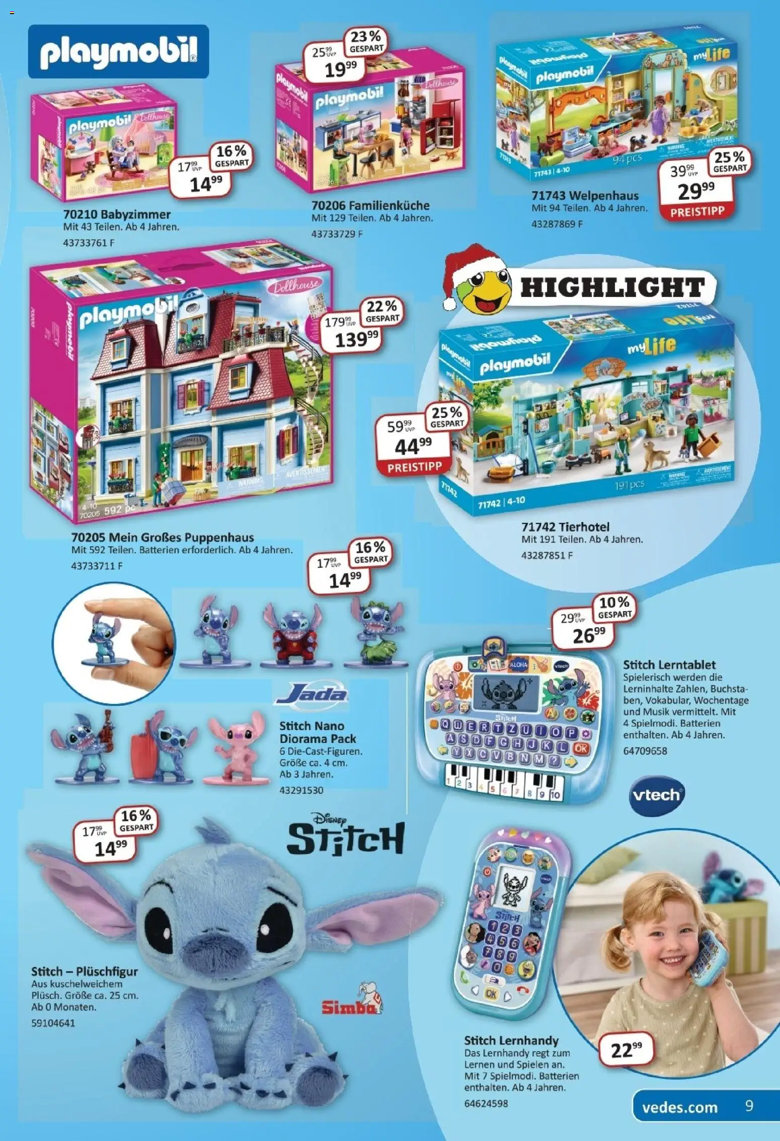 Vedes Weihnachtsflyer  – gültig ab 19.11.2025 | Seite: 9 | Produkte: Batterien, Eis