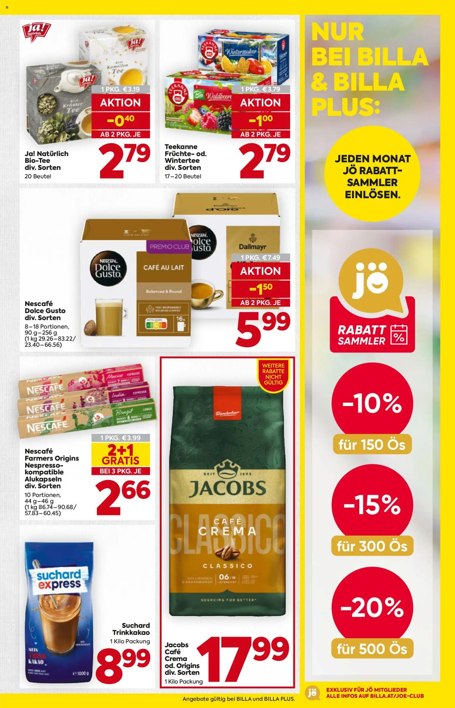 Billa AT akciós ujság - amely érvényes a következő dátumtól: 29.01.2026 | Oldal: 17 | Termékek: Dolce Gusto, Nescafé