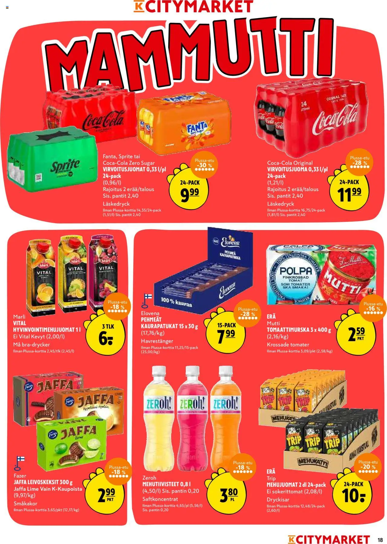  | Sivu: 18 | Tuotteet: Virvoitusjuomat, Sprite, Coca cola, Fanta