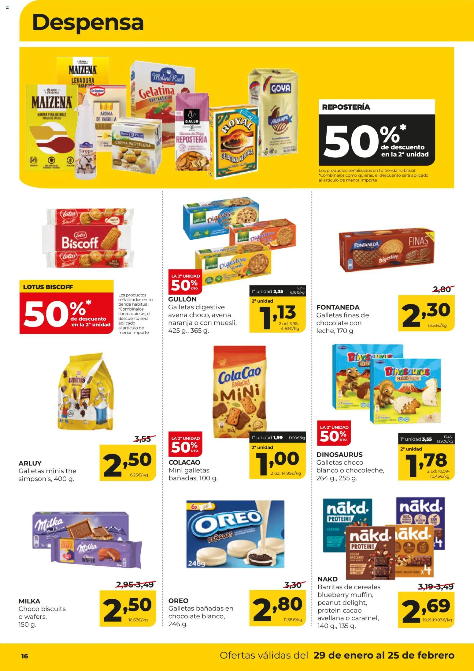 Alimerka folleto Castilla y León │ válido desde el 29.01.2026 | Página: 16 | Productos: Gelatina, Chocolate, Cereales, Galletas