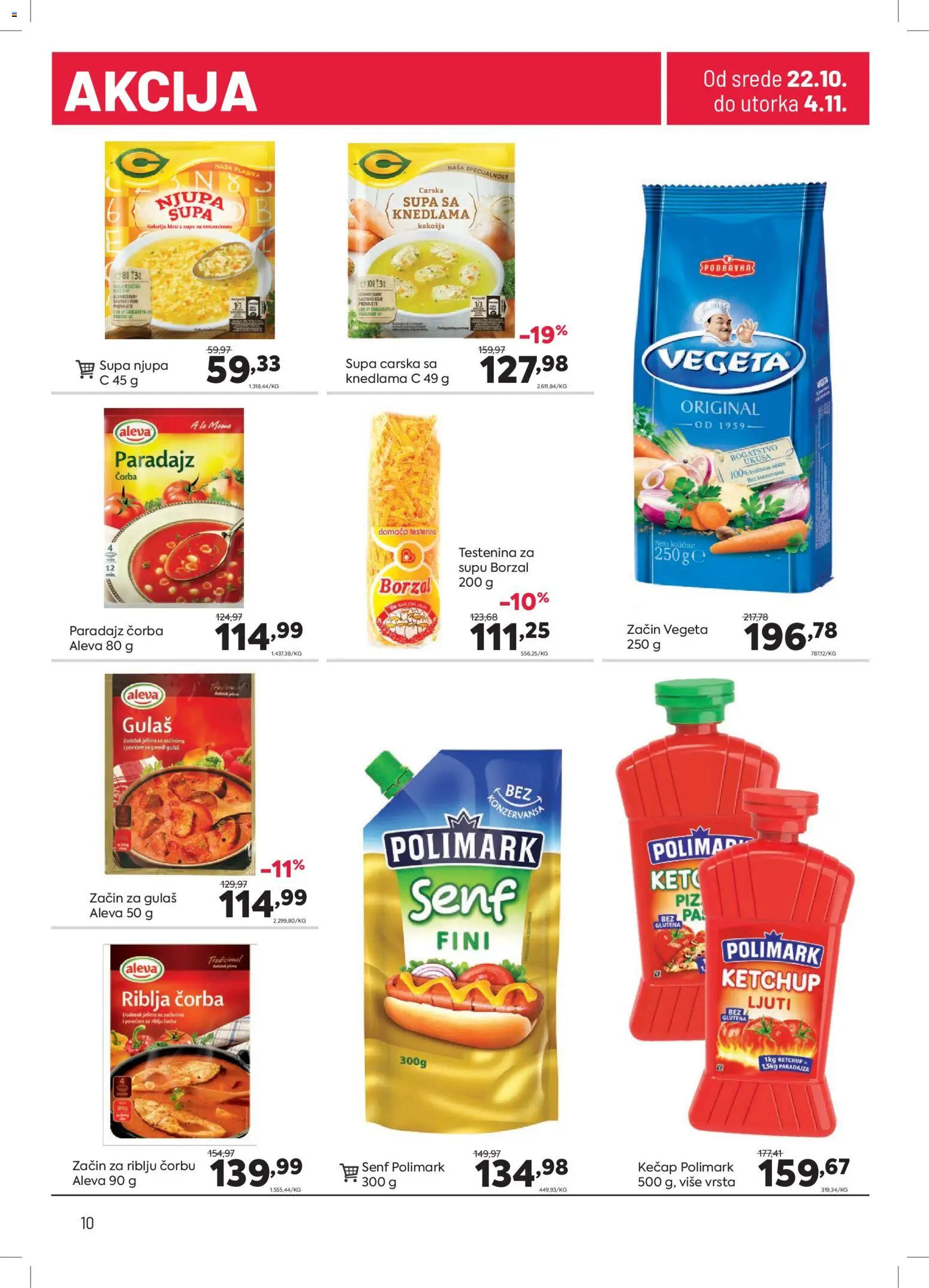 PerSu katalog - važi od 22.10.2025 | Strana: 10 | Proizvode: Testenina, Kečap, Senf, Podravka