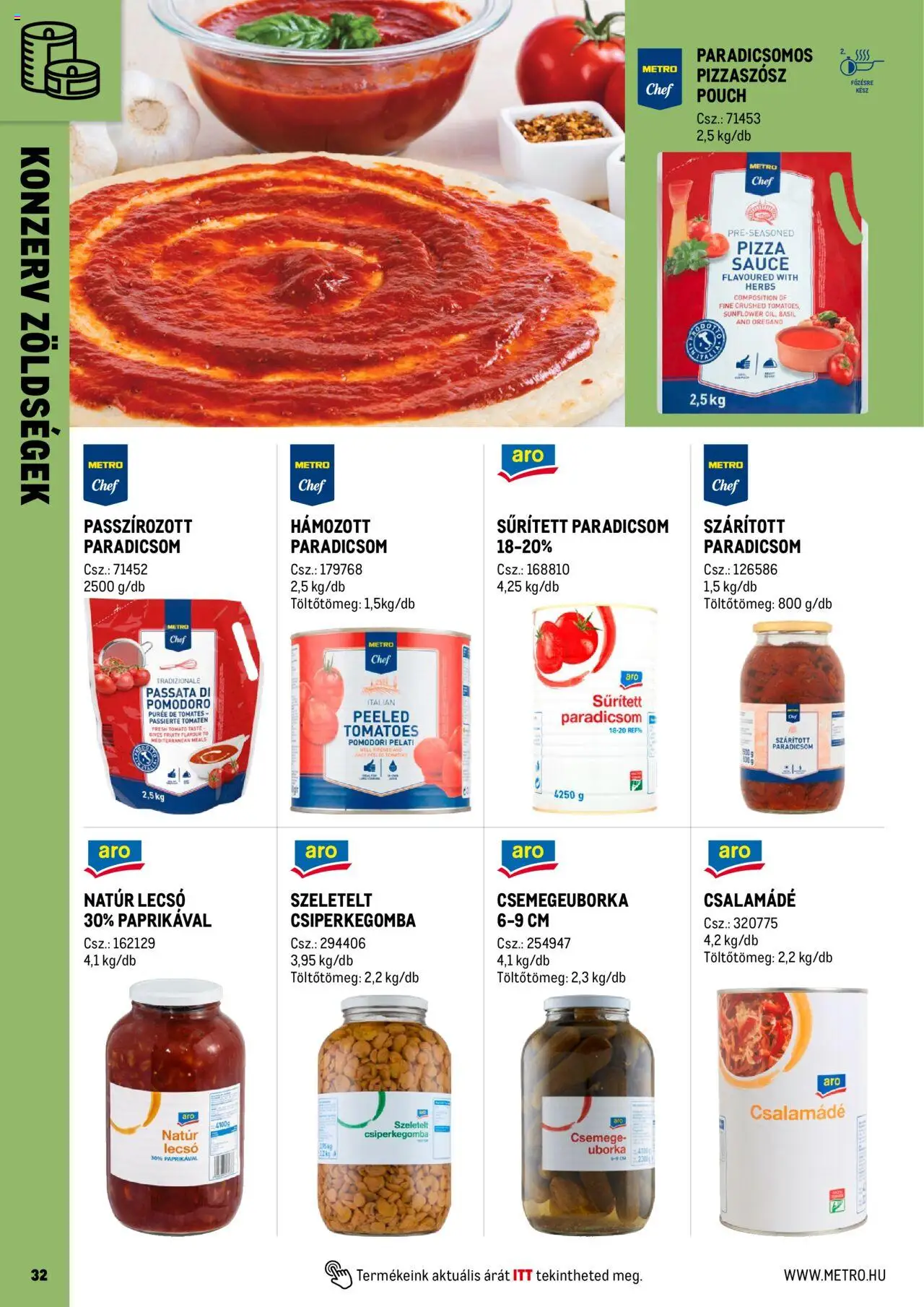 Metro akciós ujság - amely érvényes a következő dátumtól: 01.06.2025 | Oldal: 32 | Termékek: Csiperkegomba, Csemege uborka, Pizza, Uborka