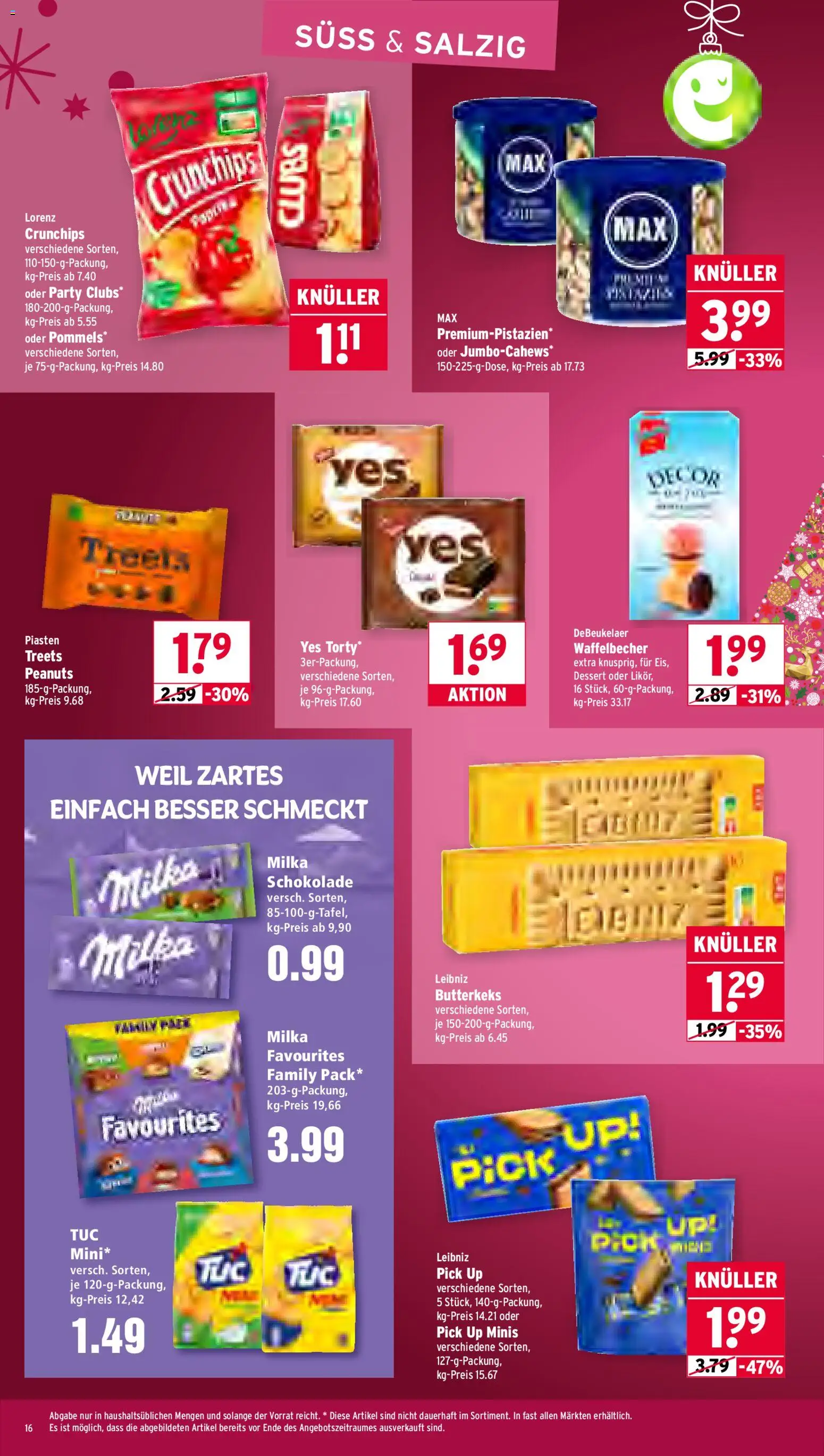 Wasgau Prospekt 	 – gültig ab 15.12.2025 | Seite: 16 | Produkte: Schokolade, Milka schokolade, Milka, Lorenz crunchips