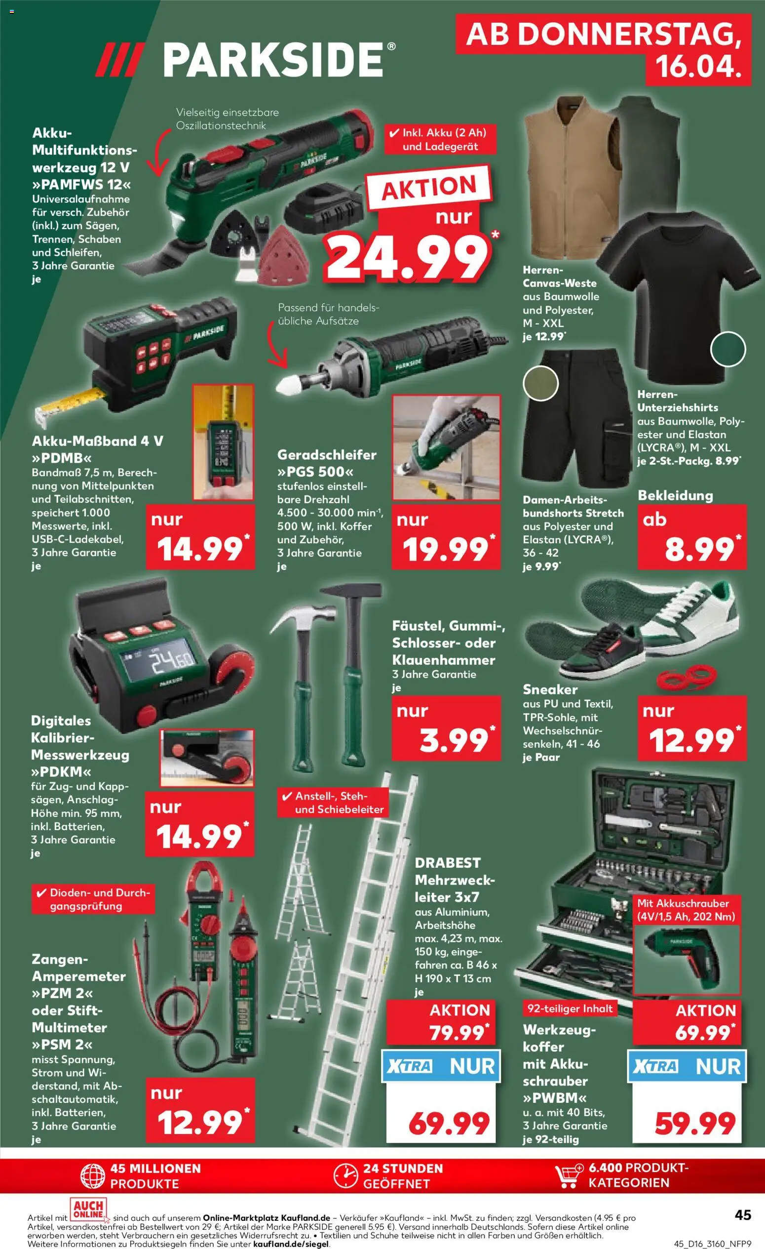 Kaufland Prospekt Jena	 – gültig ab 16.04.2026 | Seite: 45 | Produkte: Akkuschrauber, Bekleidung, Koffer, Ladegerät