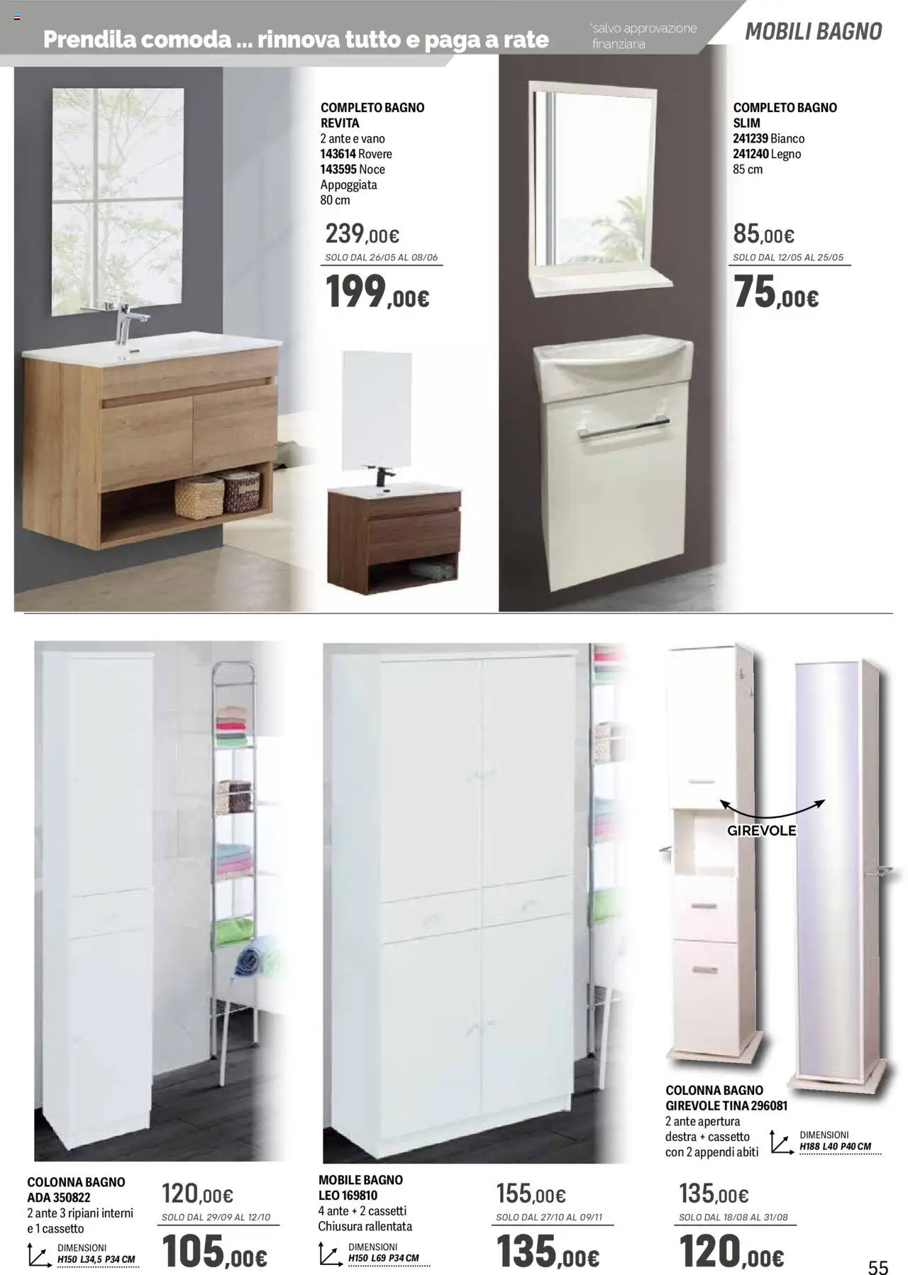 Volantino Orizzonte del 09.05.2025 | Pagina: 55 | Prodotti: Mobile, Abiti, Mobili bagno, Bagno