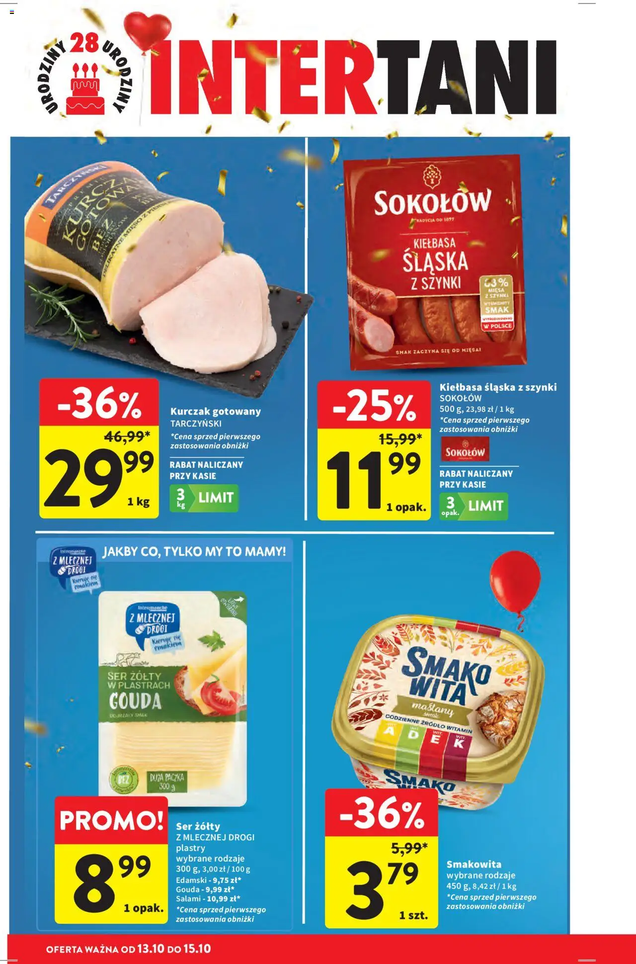 Intermarche Gazetka od 09.10.2025 | Strona: 47 | Produkty: Kiełbasa, Ser żółty, Kiełbasa śląska, Salami