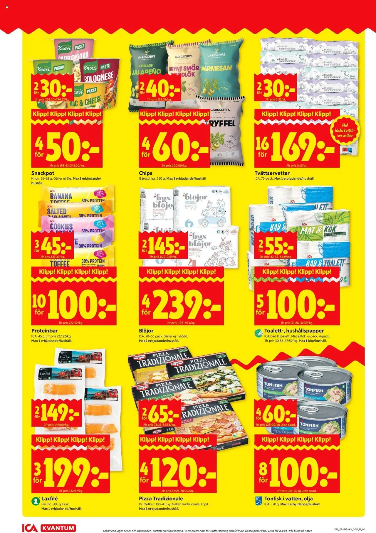 ICA Kvantum reklamblad aktuell från 23.06.2025 | Sida: 2 | Produkter: Proteinbar, Pasta, Tonfisk, Pesto