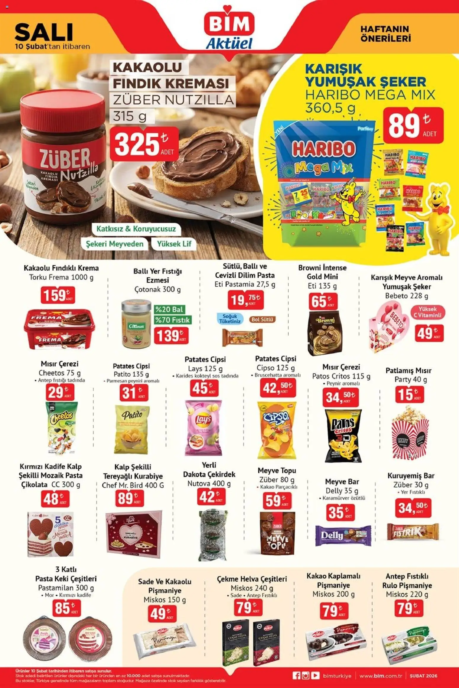 BİM Katalog - 10.02.2026 tarihinden itibaren geçerlidir | Sayfa: 2 | Ürünler: Çikolata, Fındık, Krema, Meyve