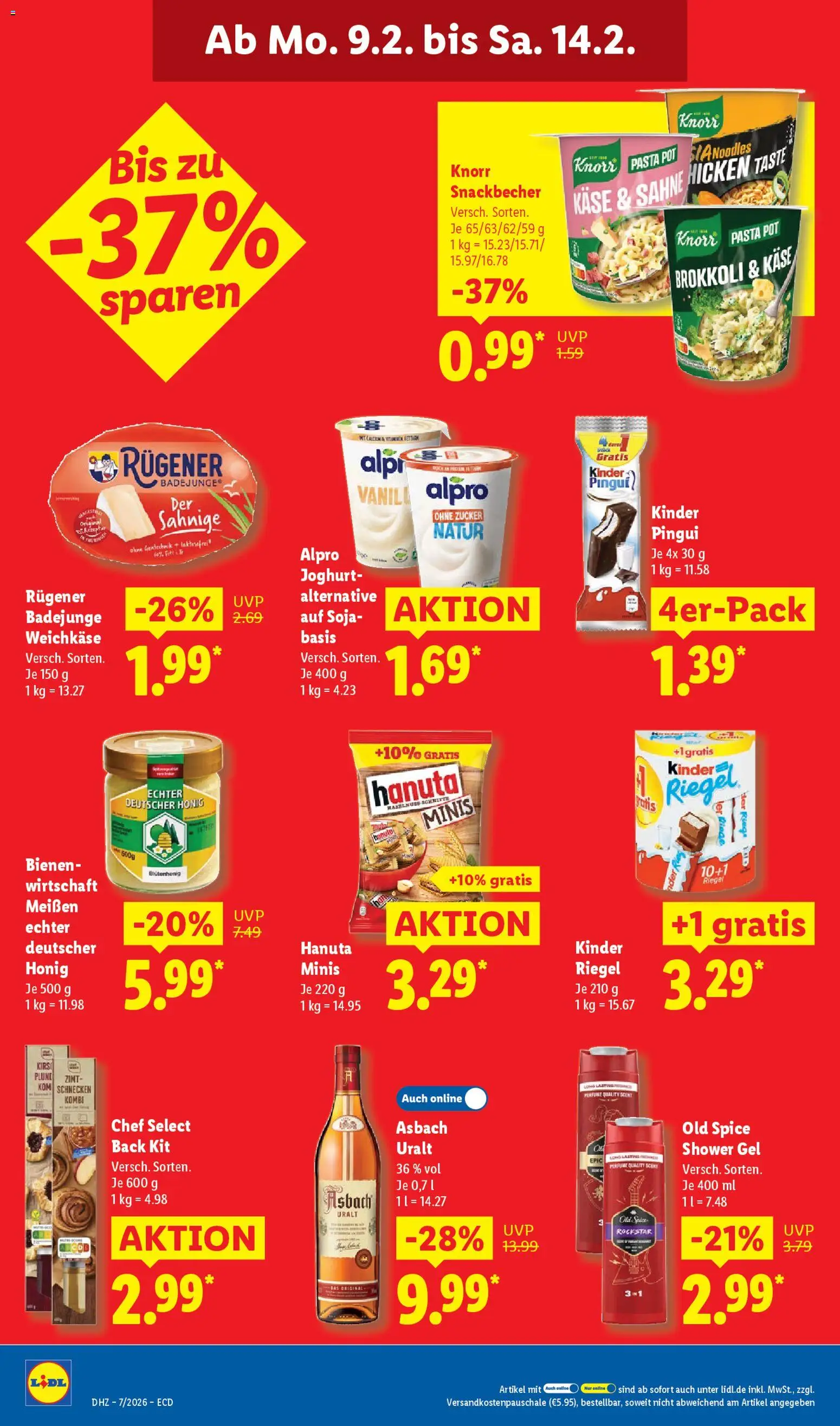 Lidl - Prospekt – gültig ab 09.02.2026 | Seite: 26 | Produkte: Käse, Knorr, Zucker, Shower Gel