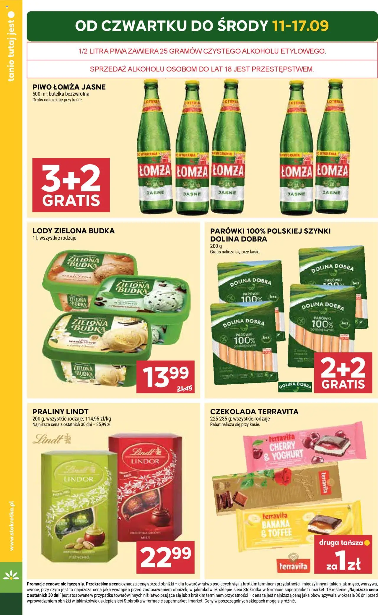Stokrotka Gazetka od 11.09.2025 | Strona: 2 | Produkty: Stokrotka, Czekolada, Piwo, Lody