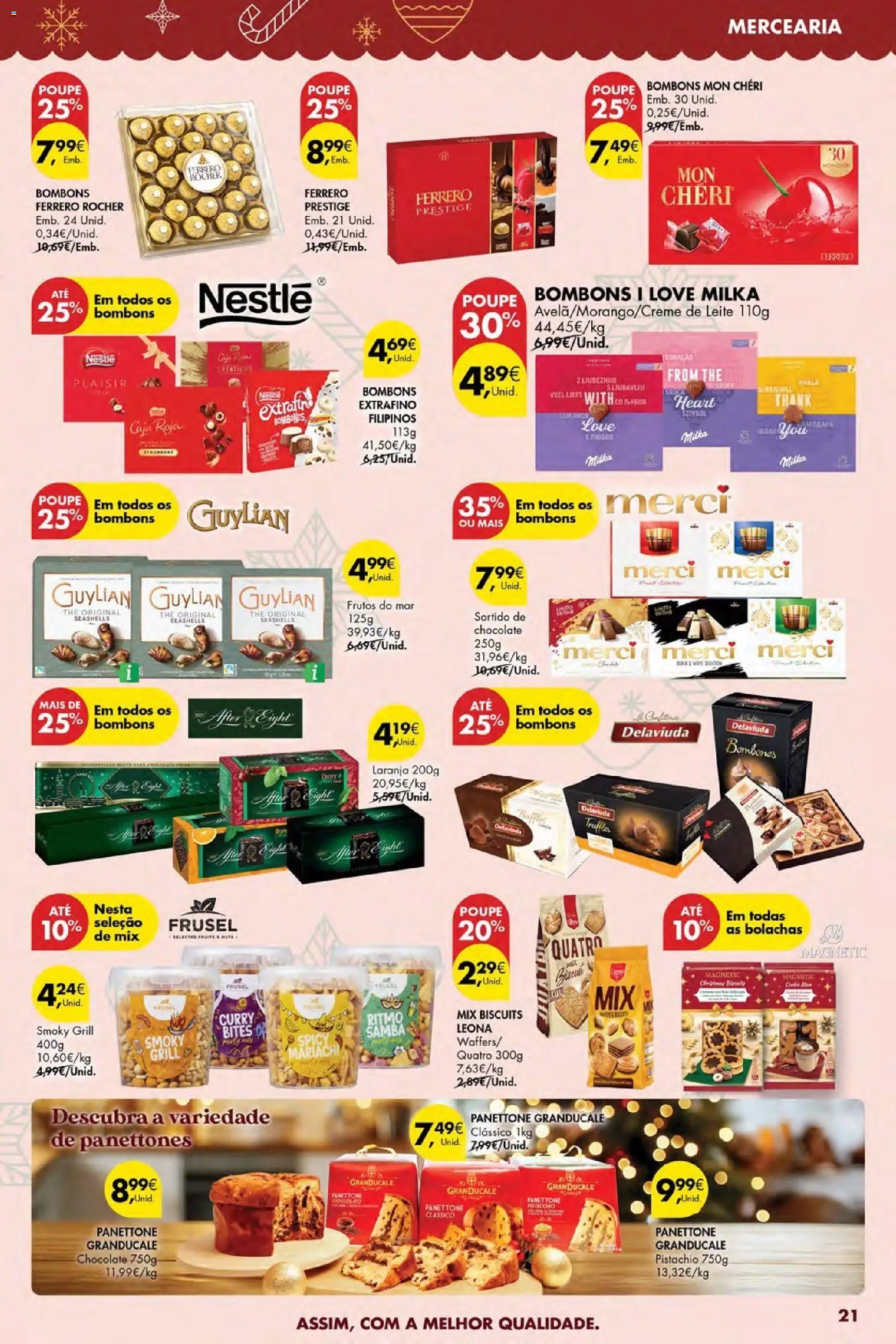 Pingo Doce Poupe Esta Semana Açores │ válido de 20.11.2025 | Página: 21 | Produtos: Ferrero rocher, Chocolates, Nestlé, Chocolate