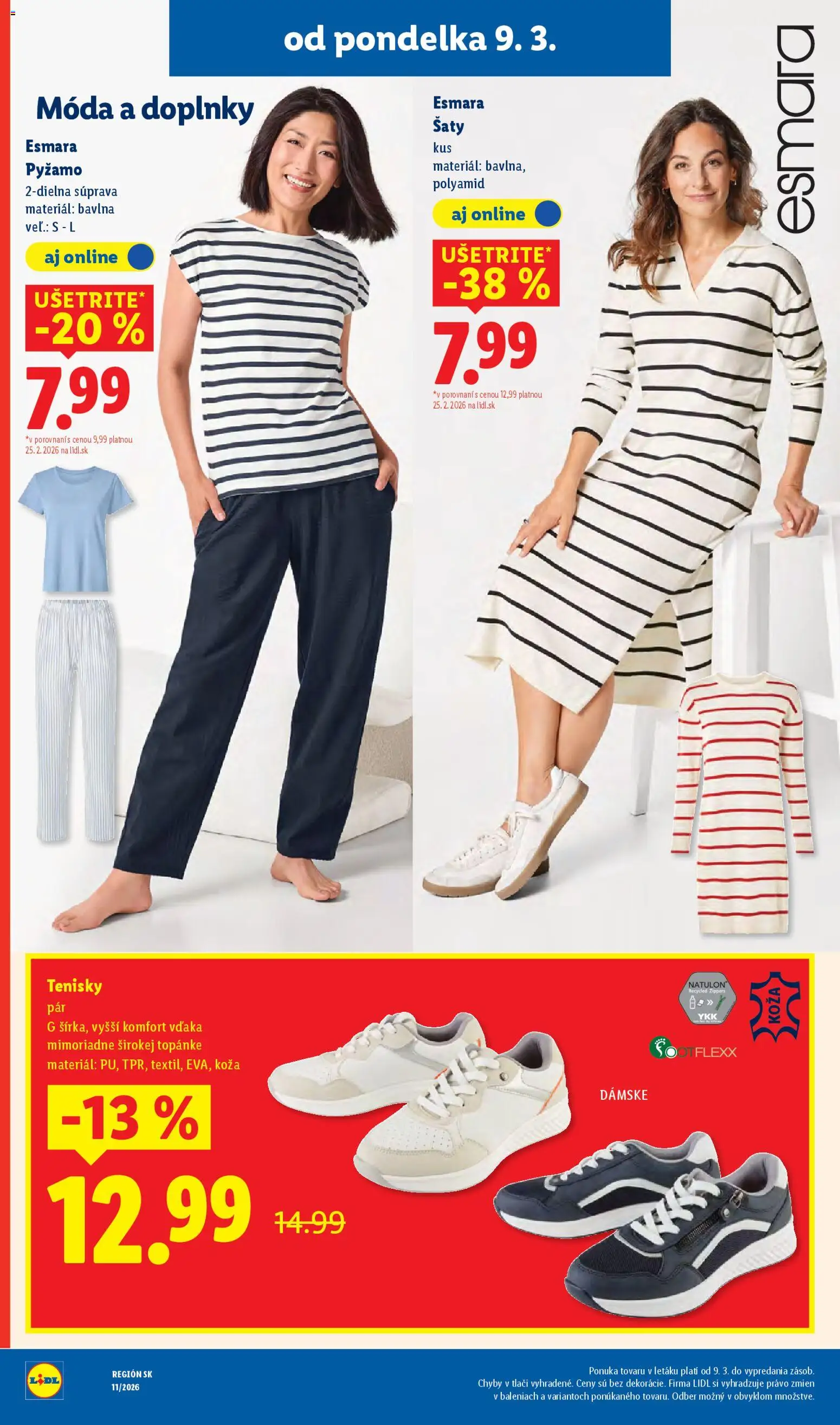 Nové Lidl akcie – leták je platný od 12.03.2026 | Strana: 88 | Produkty: Šaty, Pyžamo, Tenisky