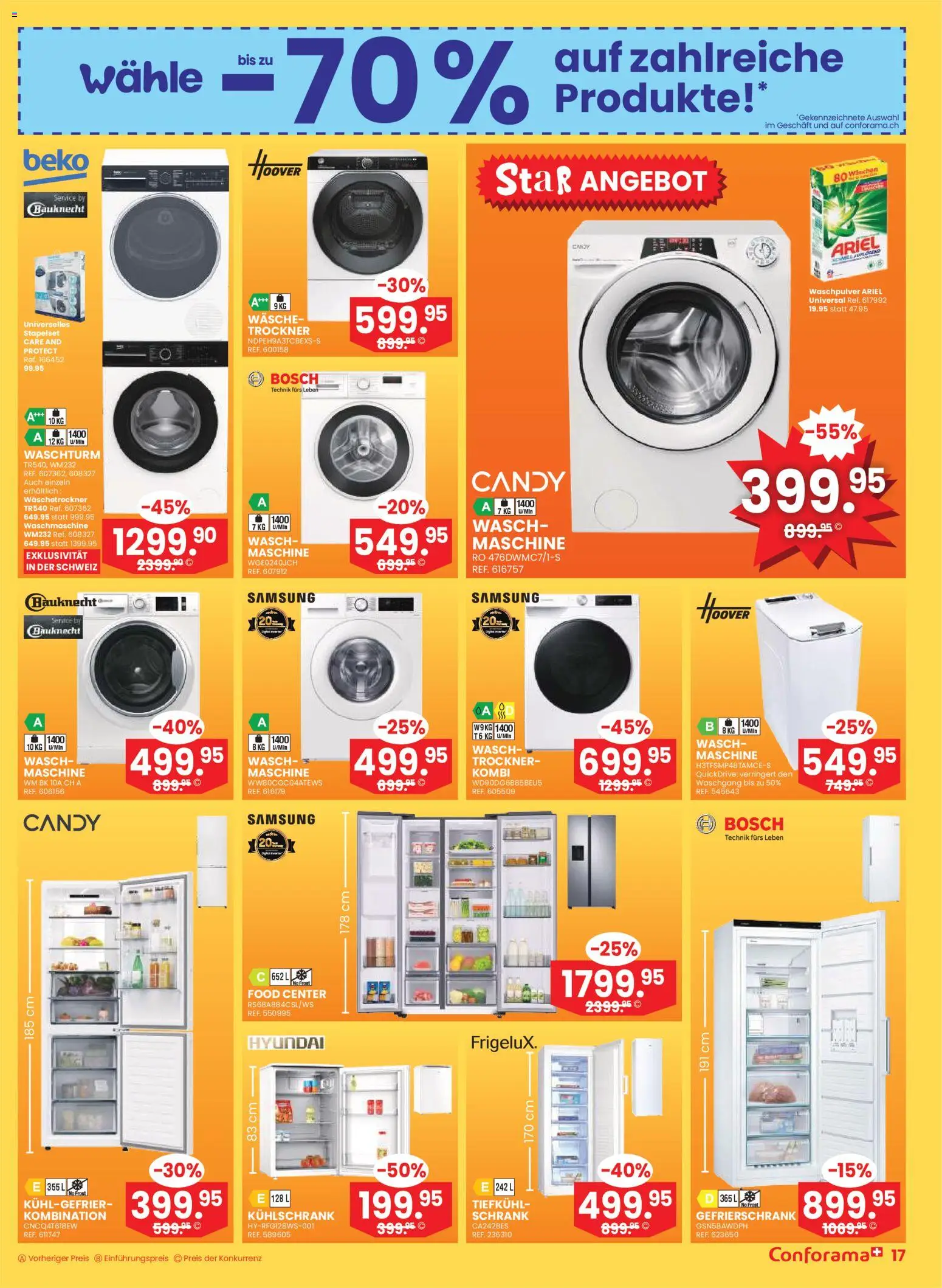 Conforama Aktionen – gültig ab 07.01.2026 | Seite: 17 | Produkte: Schrank, Kühlschrank, Gefrierschrank, Trockner