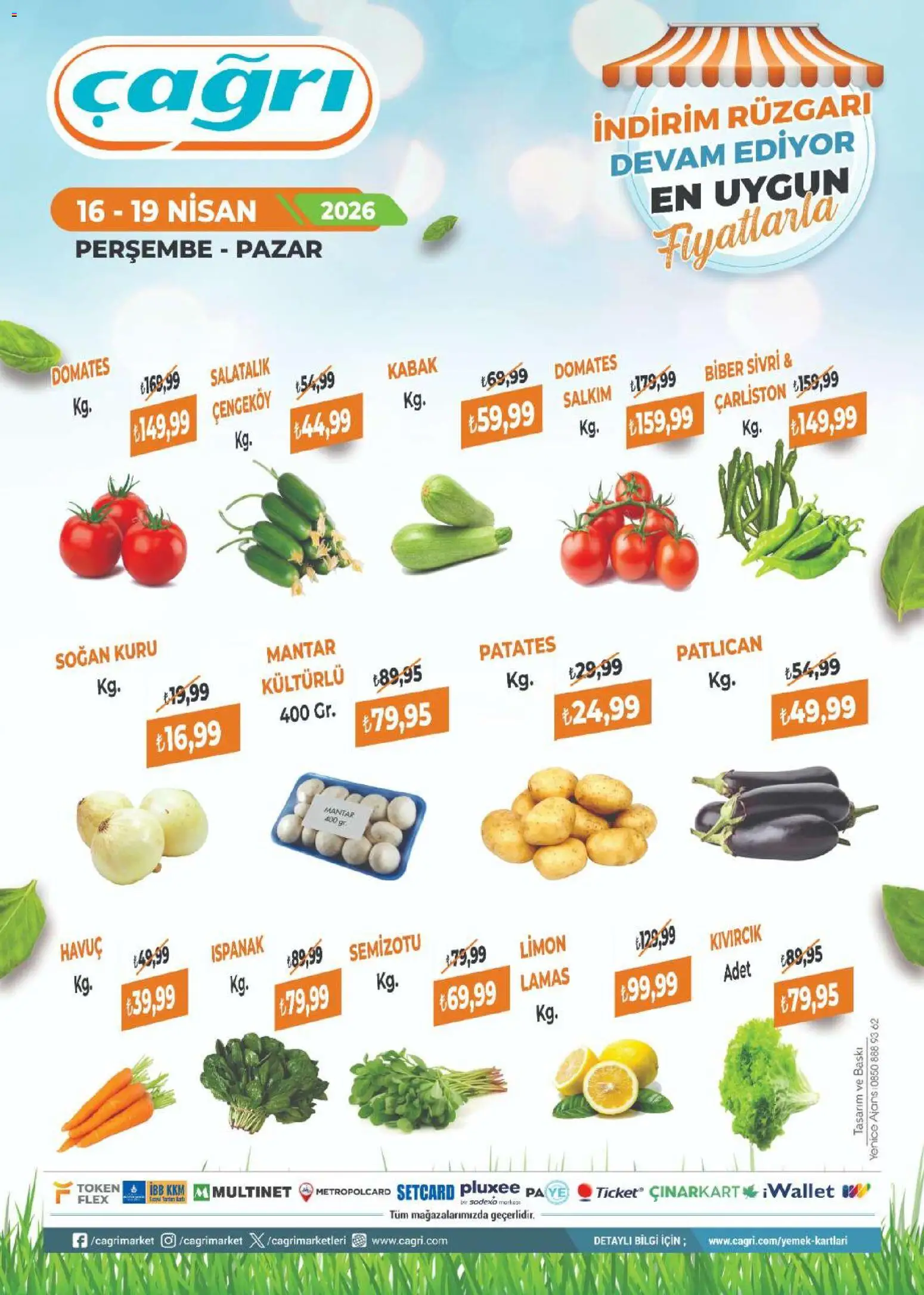 Çağrı Market - Manav Katalog - 16.04.2026 tarihinden itibaren geçerlidir | Sayfa: 1 | Ürünler: Kabak, Biber, Patlıcan, Mantar