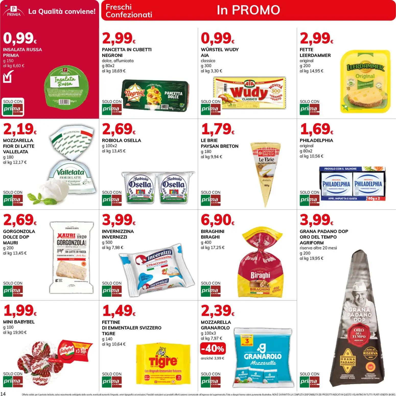 Volantino Basko del 28.10.2025 | Pagina: 14 | Prodotti: Salmone, Pancetta, Insalata, Mozzarella