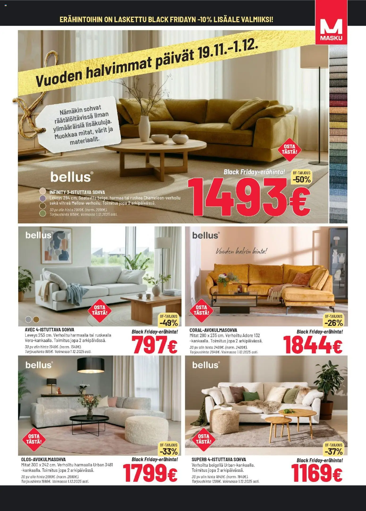 Masku - Black Friday – voimassa 19.11.2025 alkaen | Sivu: 9 | Tuotteet: Sohva