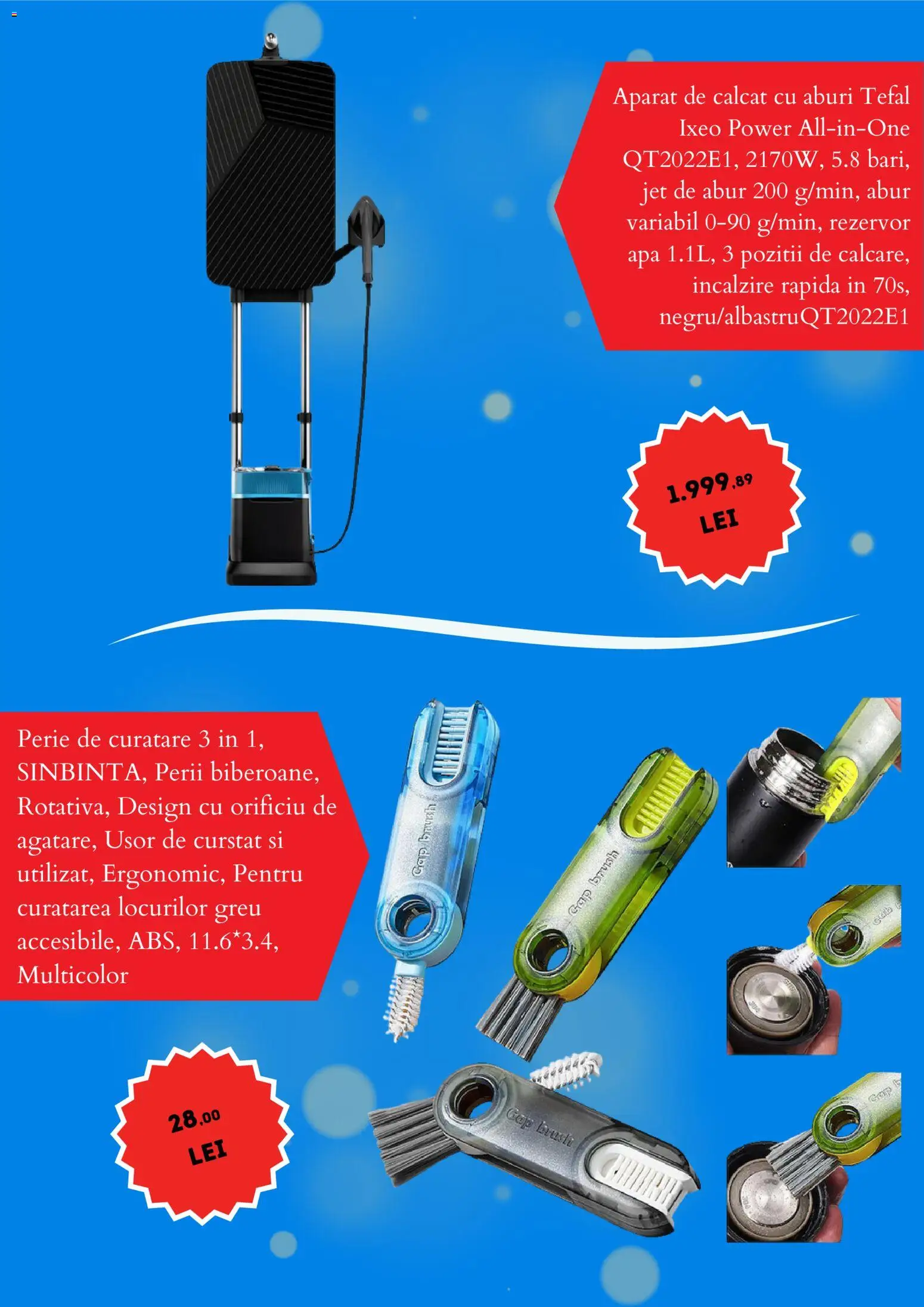 Noul catalog Emag – valabil de la 25.11.2025 | Pagină: 5 | Produse: Aparat de călcat, Perie, Apă