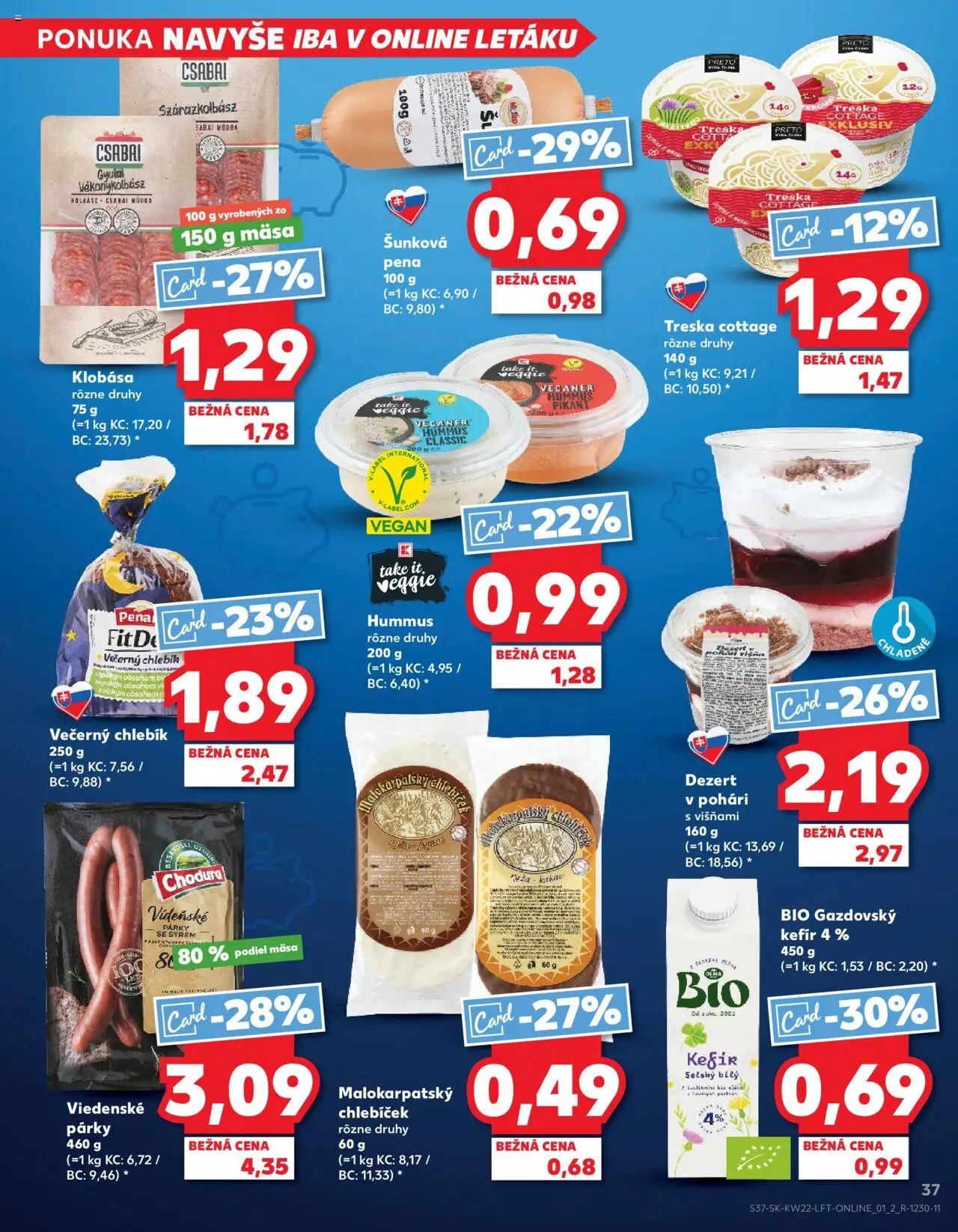 Nové Kaufland akcie – leták je platný od 29.05.2025 | Strana: 37 | Produkty: Klobása, Párky, Treska, Kakao