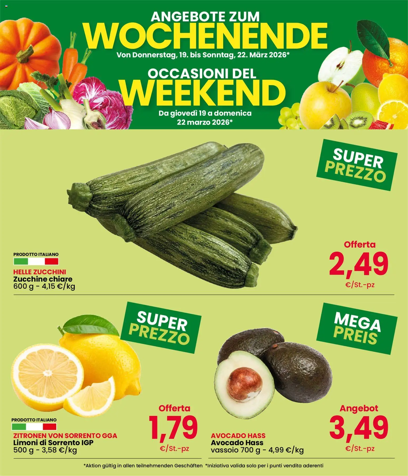 Volantino Despar del 19.03.2026 | Pagina: 3 | Prodotti: Avocado, Zucchine, Vassoio