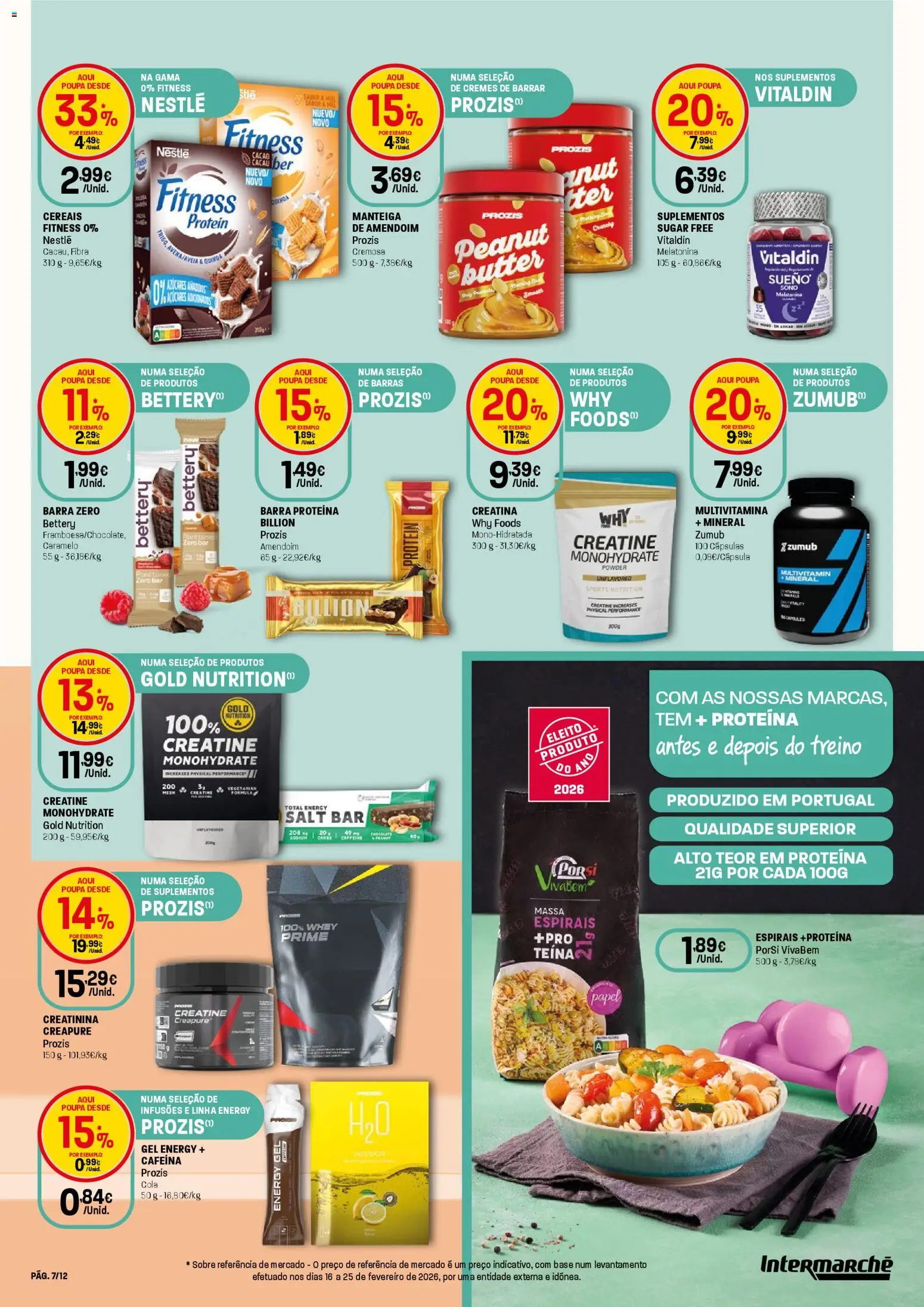 Intermarché folheto Super │ válido de 09.04.2026 | Página: 7 | Produtos: Creatina, Manteiga, Chocolate, Massa