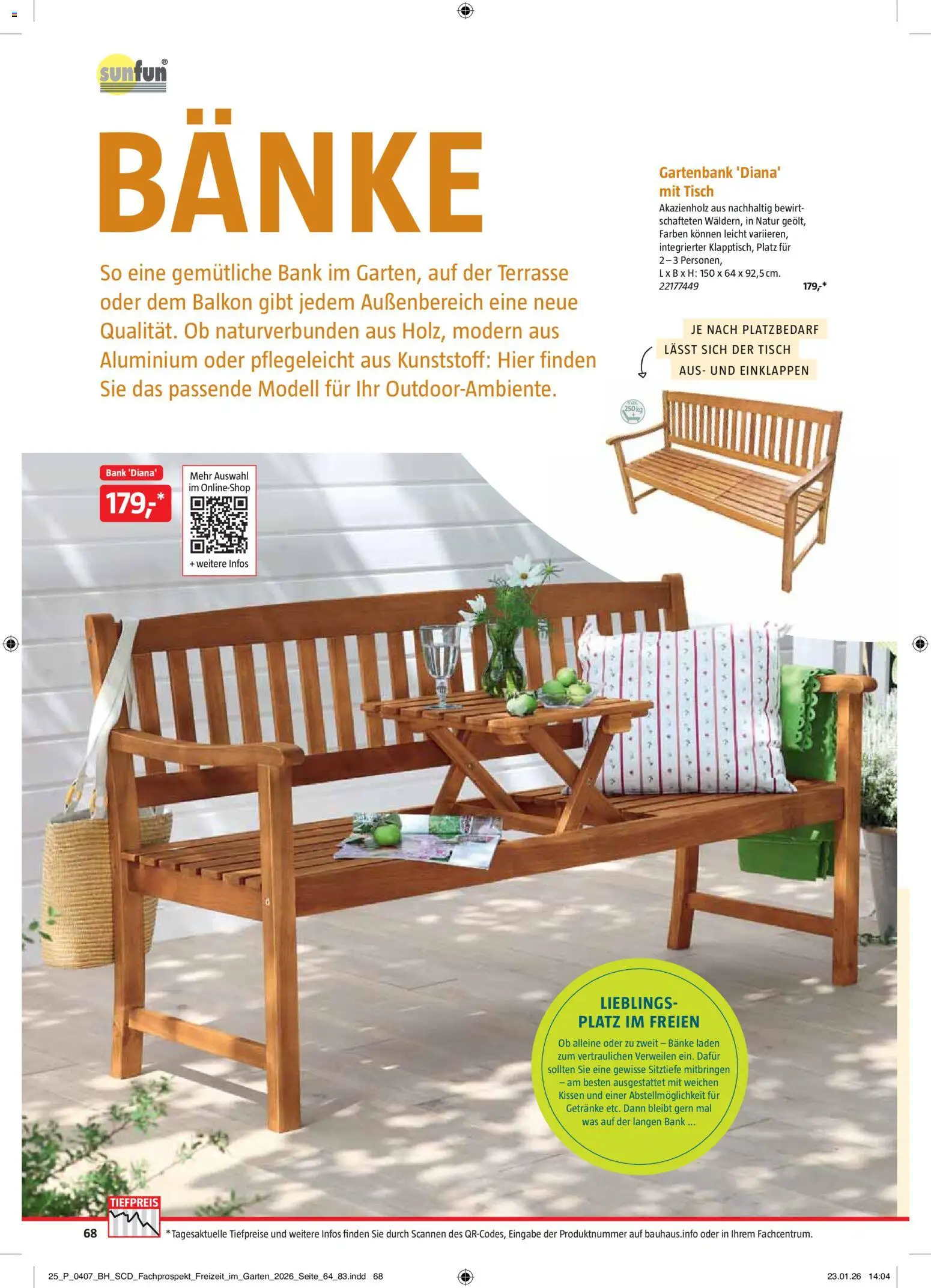 Bauhaus Freizeit im Garten gültig ab 01.05.2026 | Seite: 68 | Produkte: Kissen, Tisch