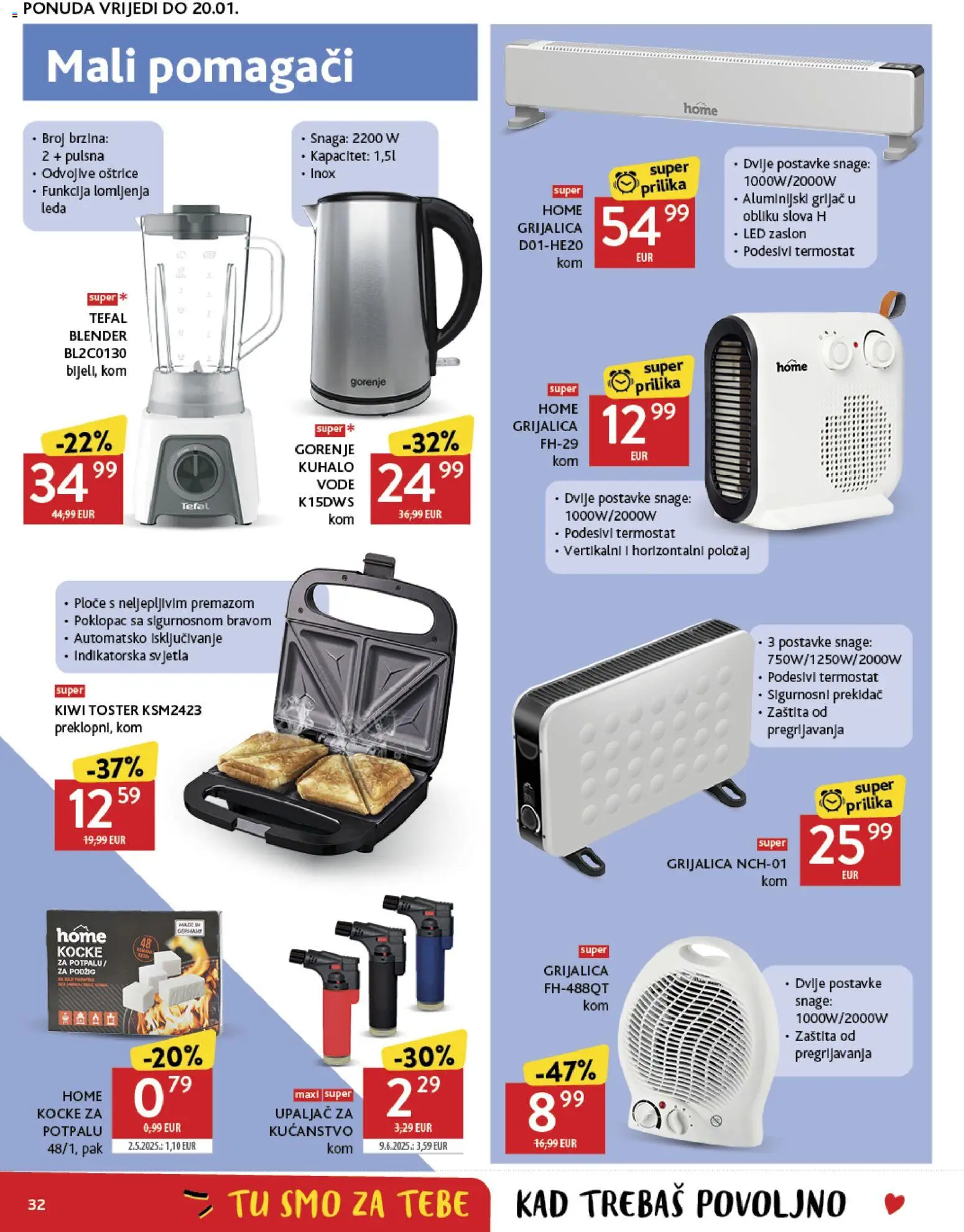Konzum katalog | vrijedi od 07.01.2026 | Stranica: 32 | Proizvodi: Kuhalo vode, Kocke za potpalu, Termostat, Blender