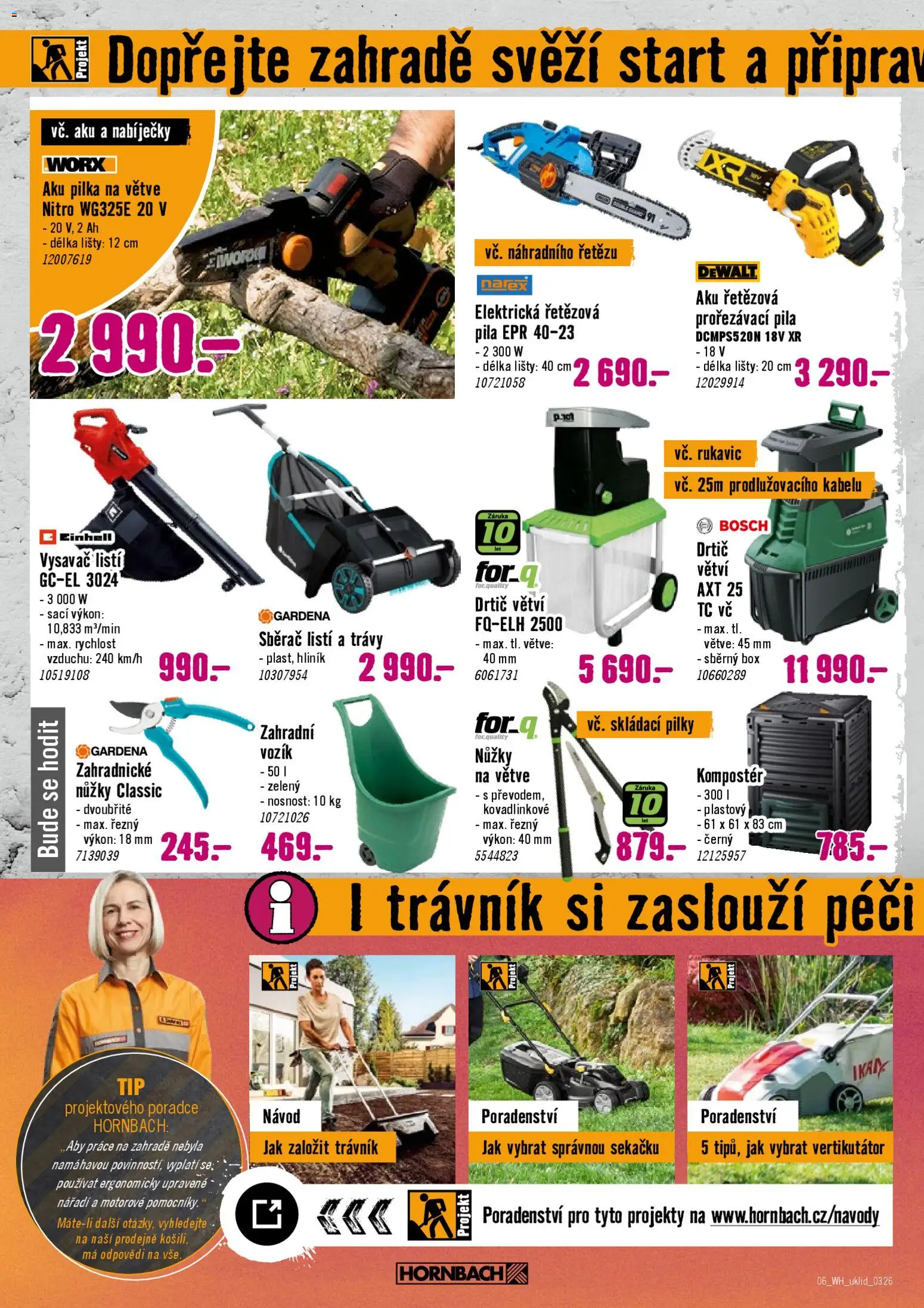 HORNBACH leták - Jarní úklid od 25.03.2026 | Strana: 6 | Produkty: Vertikutátor, Nůžky, Nářadí, Drtič