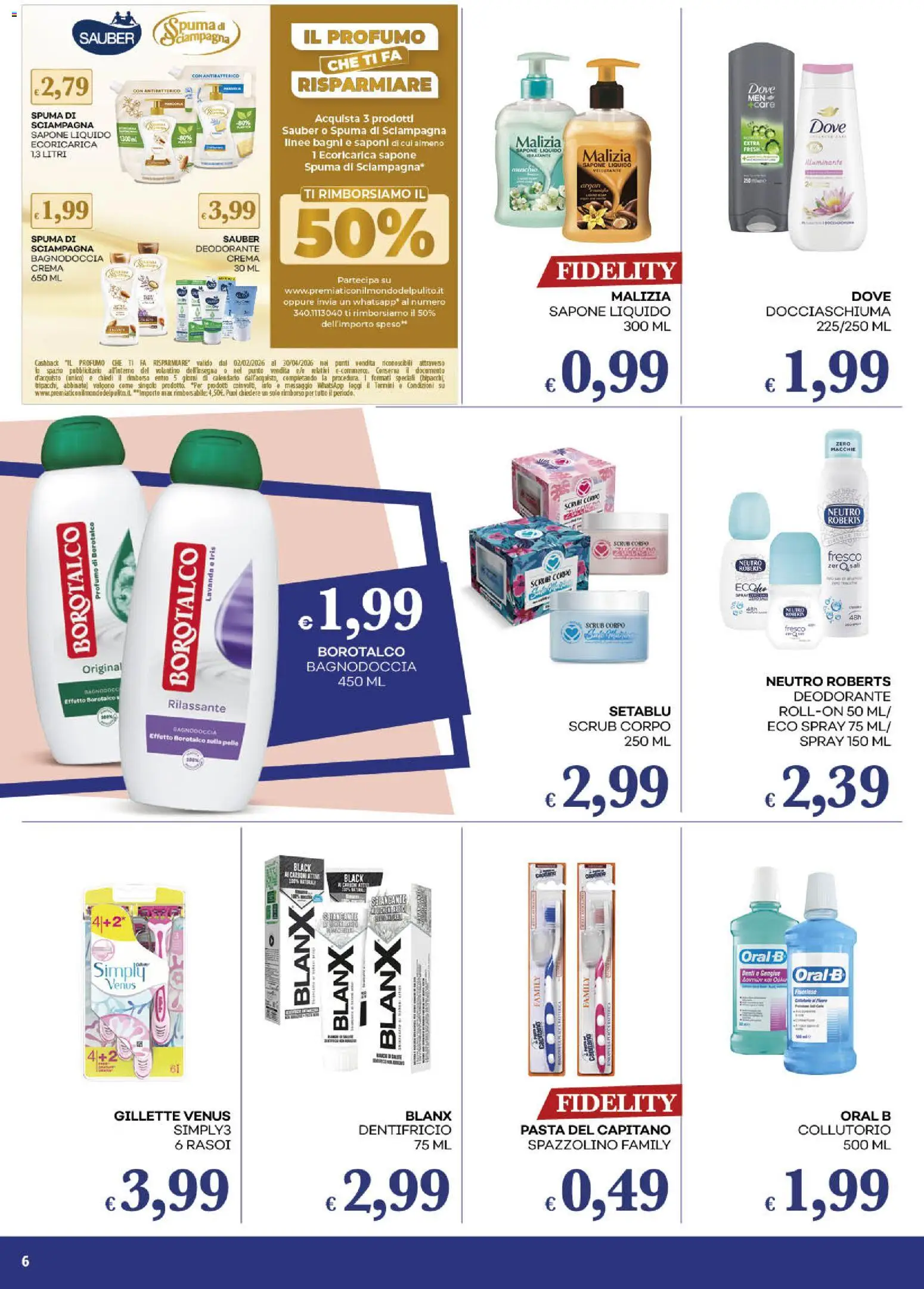 Volantino Pilato del 14.04.2026 | Pagina: 6 | Prodotti: Dentifricio, Collutorio, Scrub, Profumo