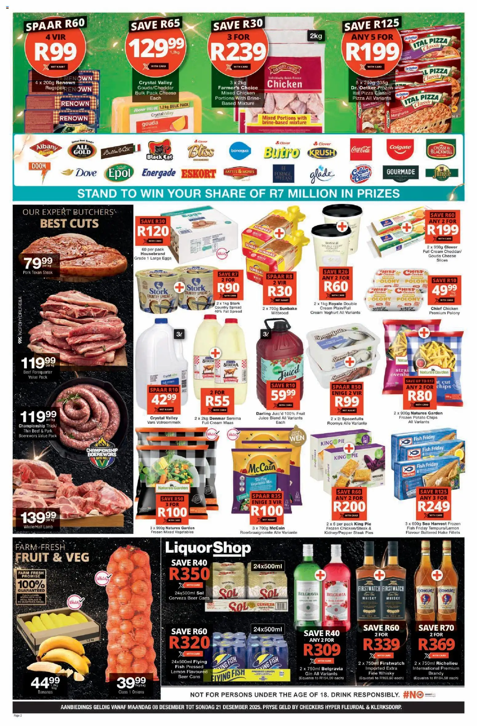 New Checkers catalogue – valid from 08.12.2025 | Page: 2 | Products: Steak, Eggs, Pork, Chips