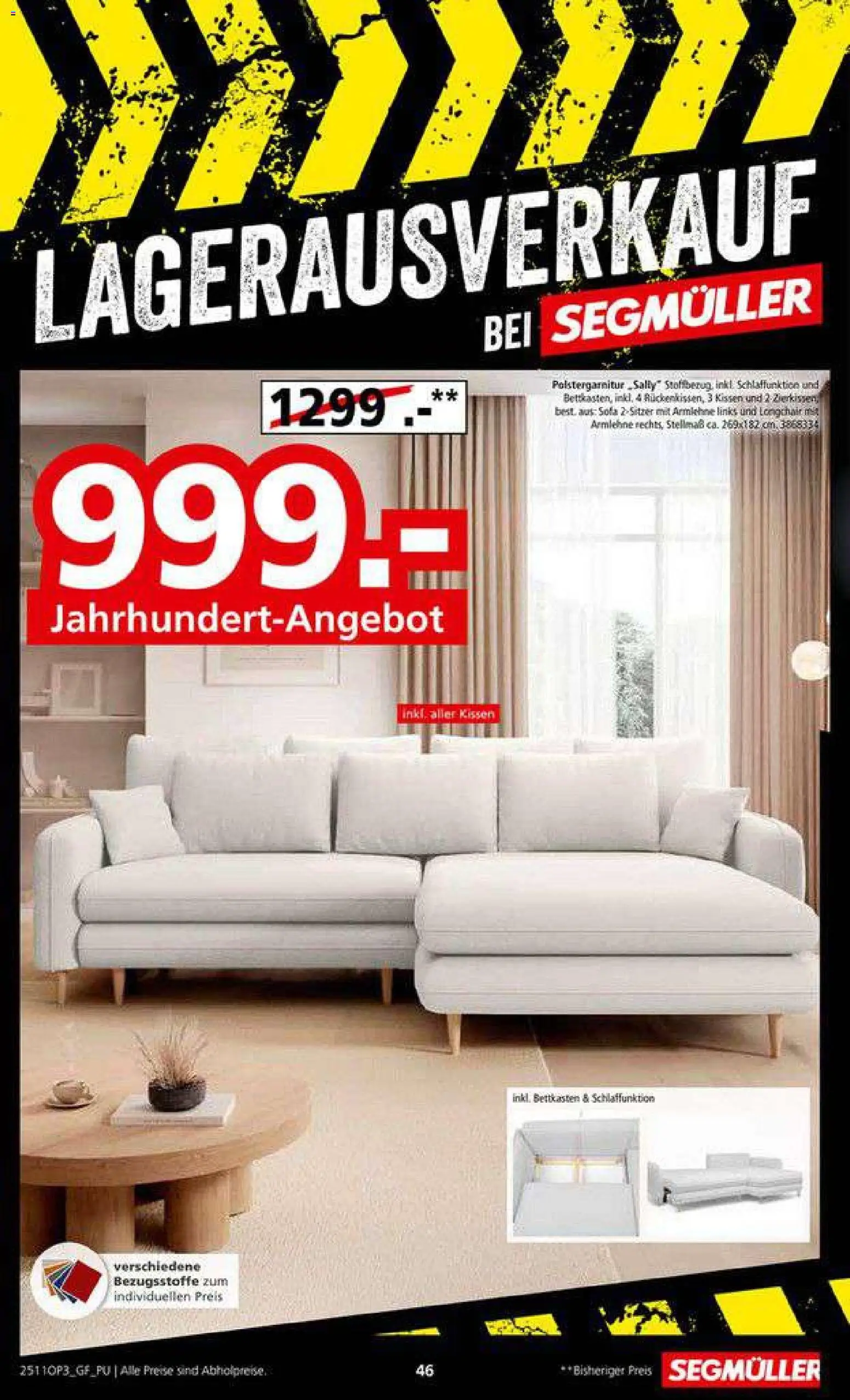 Segmüller Lagerausverkauf bei Segmüller – gültig ab 22.11.2025 | Seite: 46 | Produkte: Kissen, Sofa