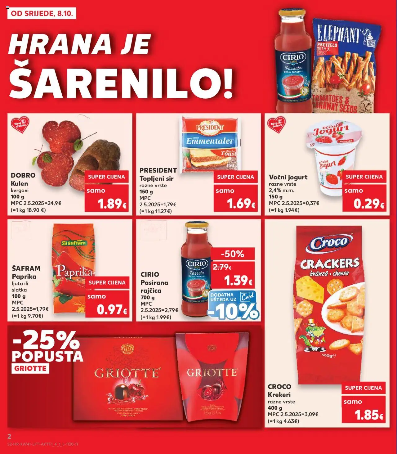 Kaufland katalog | vrijedi od 08.10.2025 | Stranica: 2 | Proizvodi: Sir, Jogurt, Paprika, Rajčica