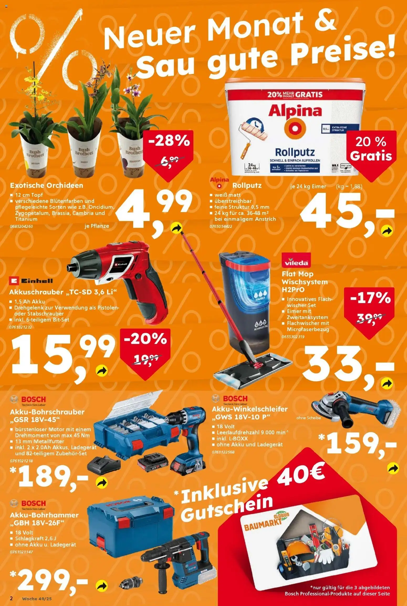 Globus Baumarkt prospekt Müllheim	 – gültig ab 01.12.2025 | Seite: 2 | Produkte: Bosch, Akkuschrauber, Ladegerät